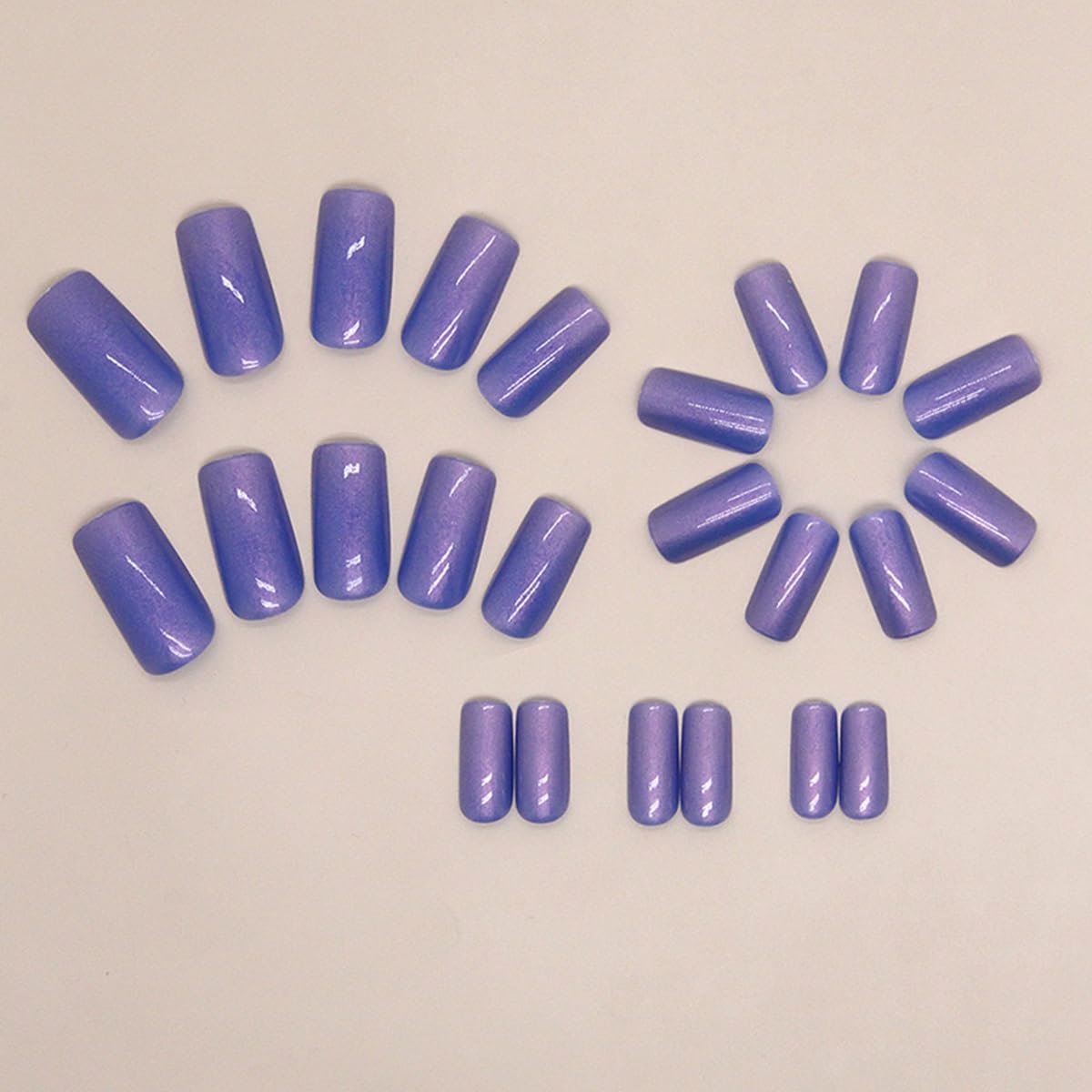 CTTHNBD Press on Nails Square - Medium Fake Nails with Chrome Design - Purple Blue False Nails Press ons - for Women 24 Pcs