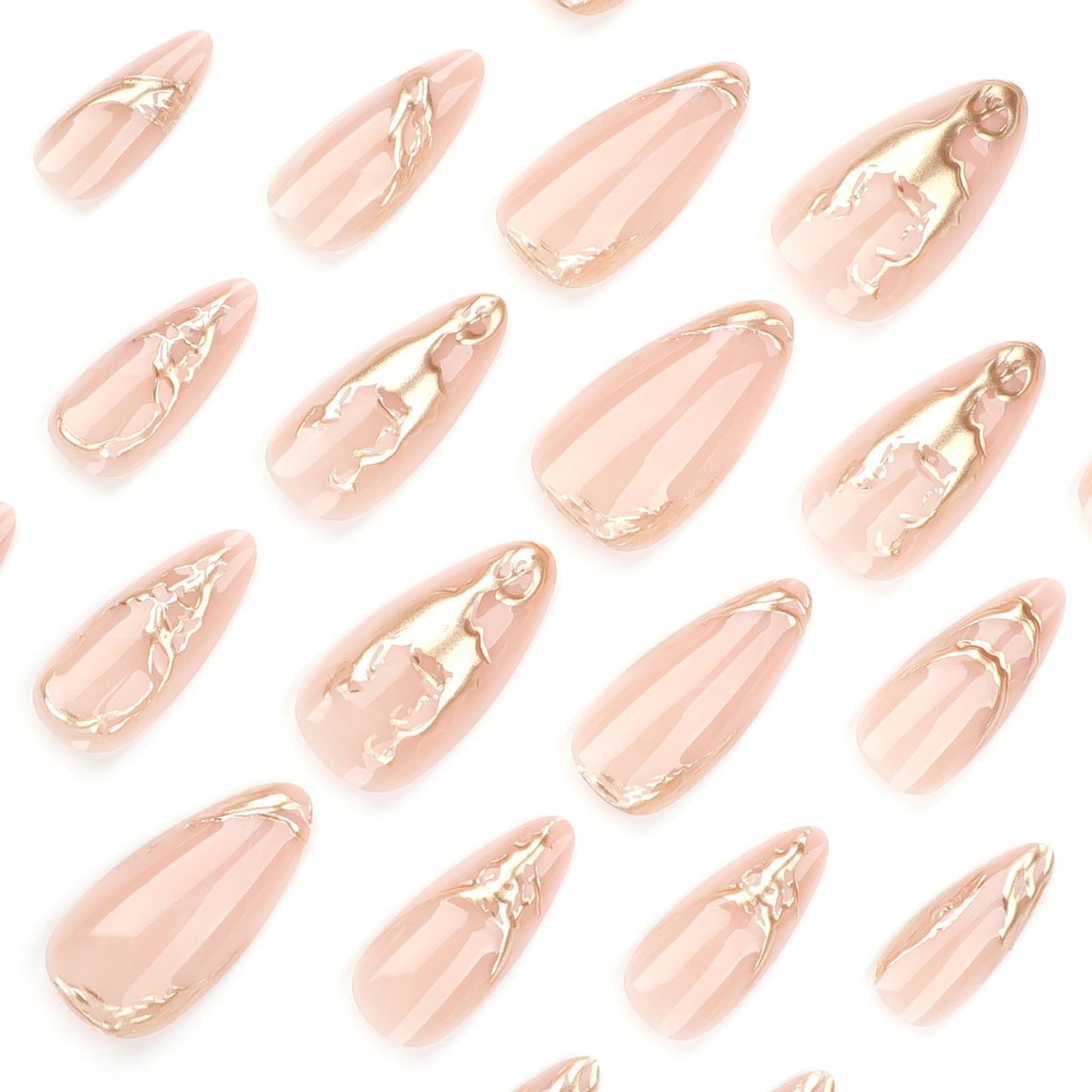 24 Pcs Almond Press on Nails Medium Fake Nails 3D Hot Stamping Design Reusable False Nails Kit Almond Shape Nails Artificial Acrylic Nails Press ons Full Cover Stick on Nails for Women