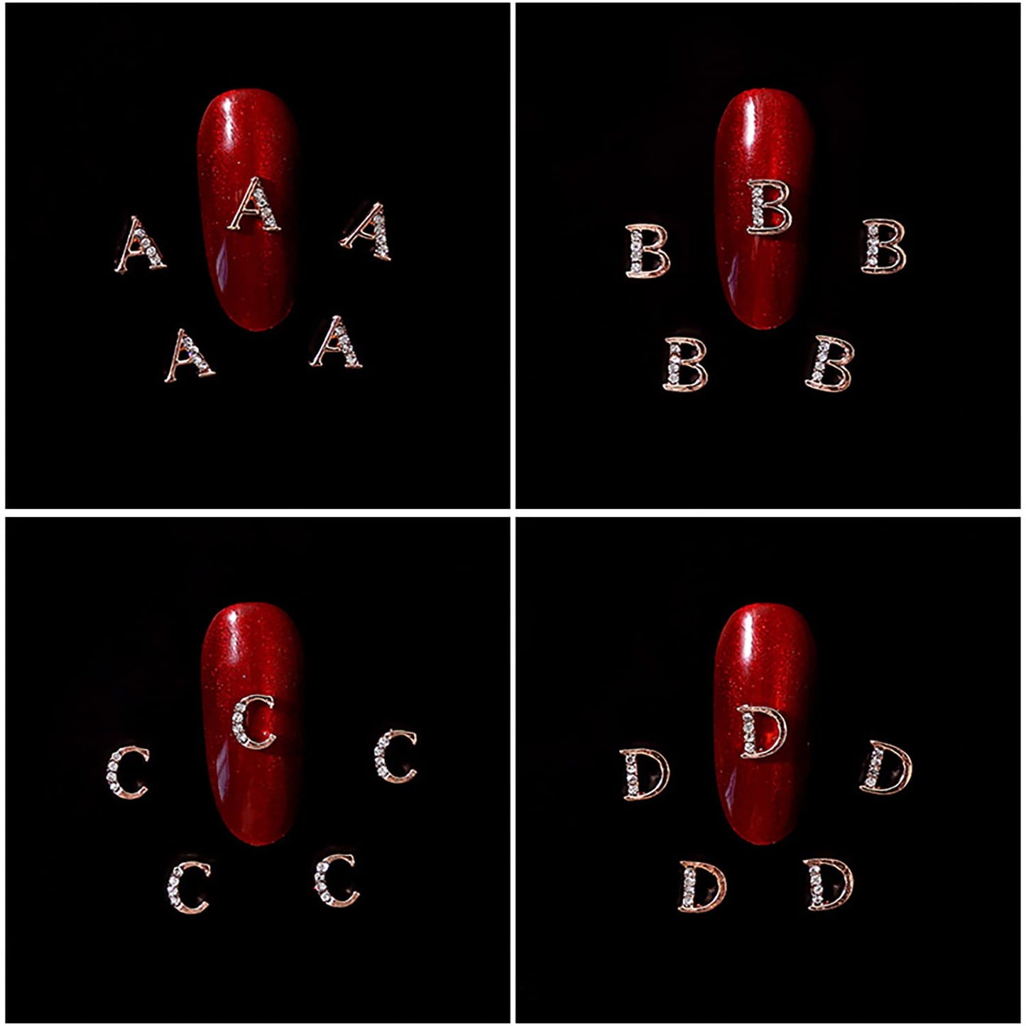 SILPECWEE 104 Pieces Letters Nail Charms Rose Gold Nail Letters 3d Nail Art Charms Alphabet Letters for Nails Metal Nail Jewels Nail Decoration DIY Craft