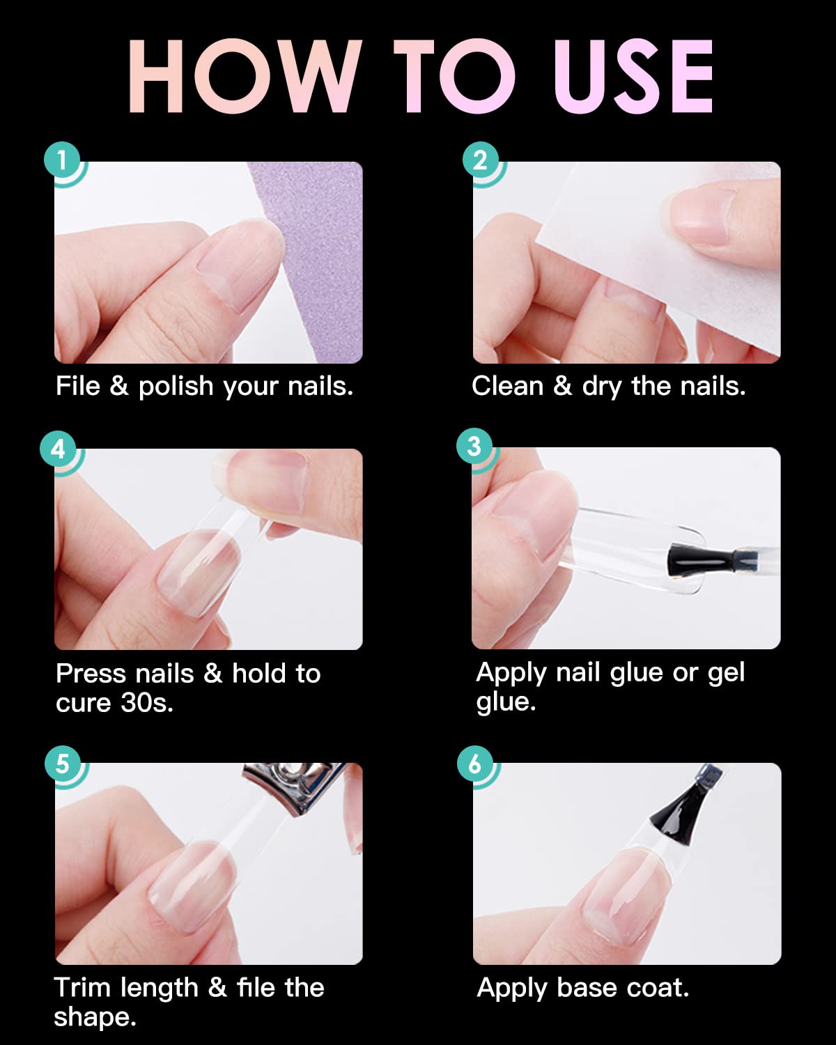 Short Square French Nail Tips, BORNBYME 120 PCS Clear False Nails Acrylic Nails Tips Half Cover Nail Extenison Tips Gel Nail Tips Acrylic False Nail Tips