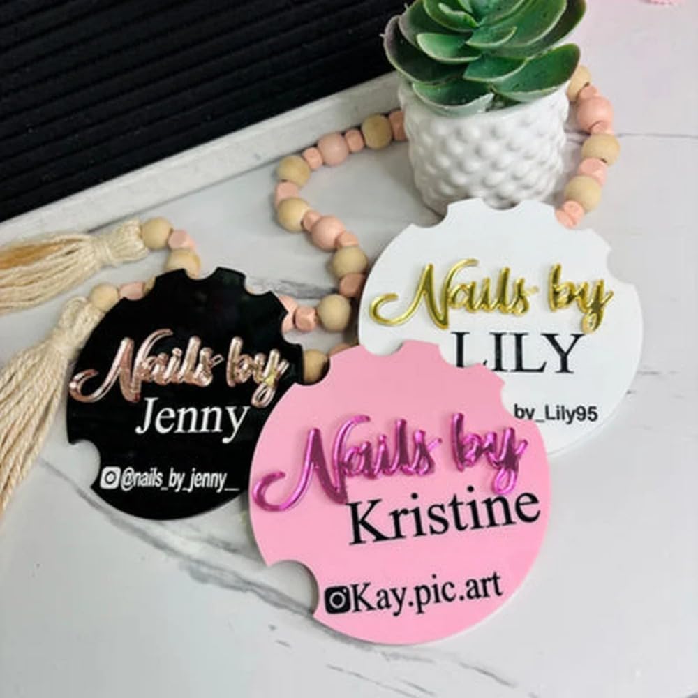 Custom Nail Logo,Personalized 3D Acrylic Nail Photo Prop,Nail Technician Gift,Prop for Nail Techs, Nail Selfie,Nail Photo Prop (white,10cm)