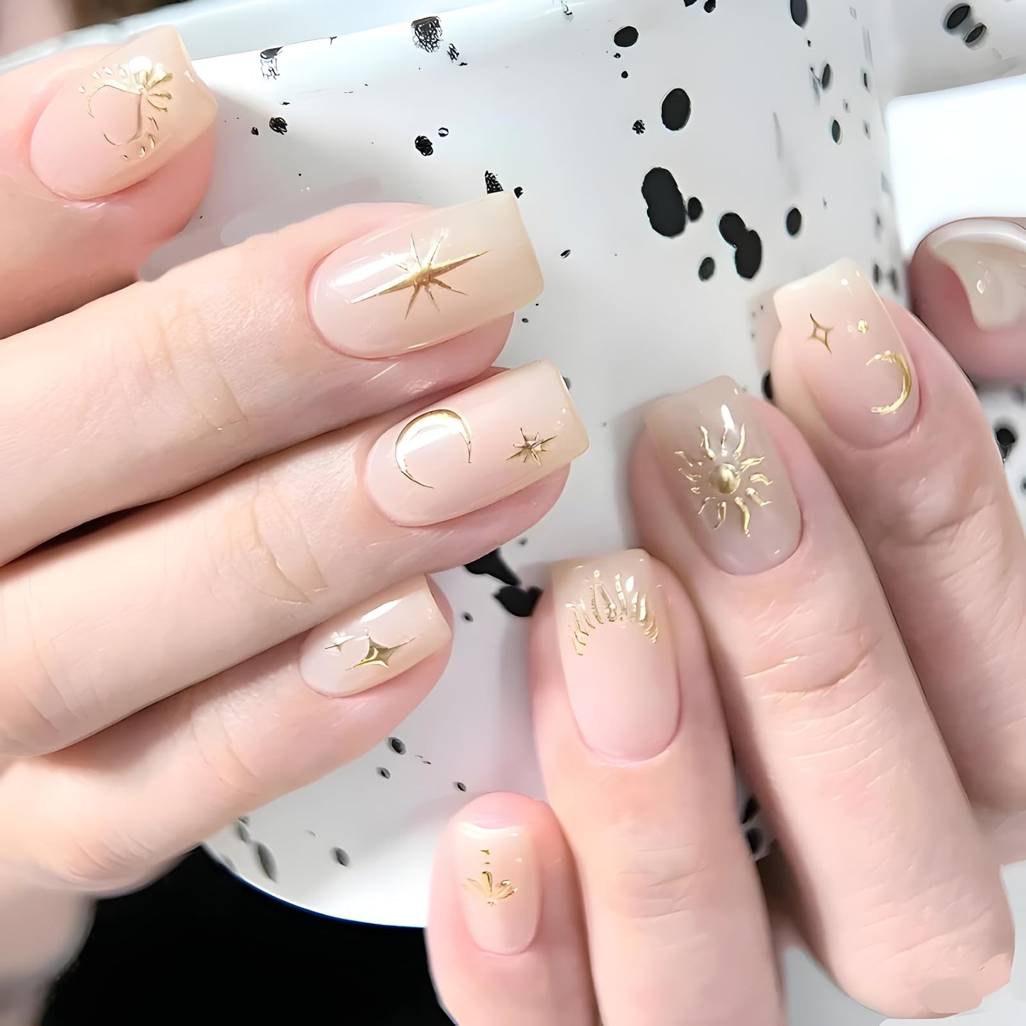 12 Sheets Moon Star Nail Stickers for Nail Art Aurora Silver Gold Nail Art Stickers Decals 3D Self Adhesive Star Nail Decals Aurora Silver Gold Nail Art Design Decoration Accessories for Women