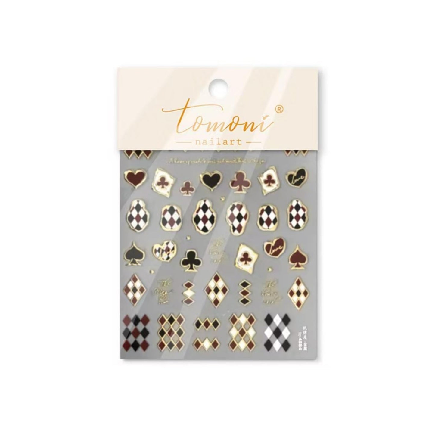 Red Black Nail Art Stickers Decals Poker Nail Stickers with Gold Design Lined Pattern Heart Nails Art Charms Self-Adhesive Star Moon Nails Supplies for Women Girls Manicure Decoration