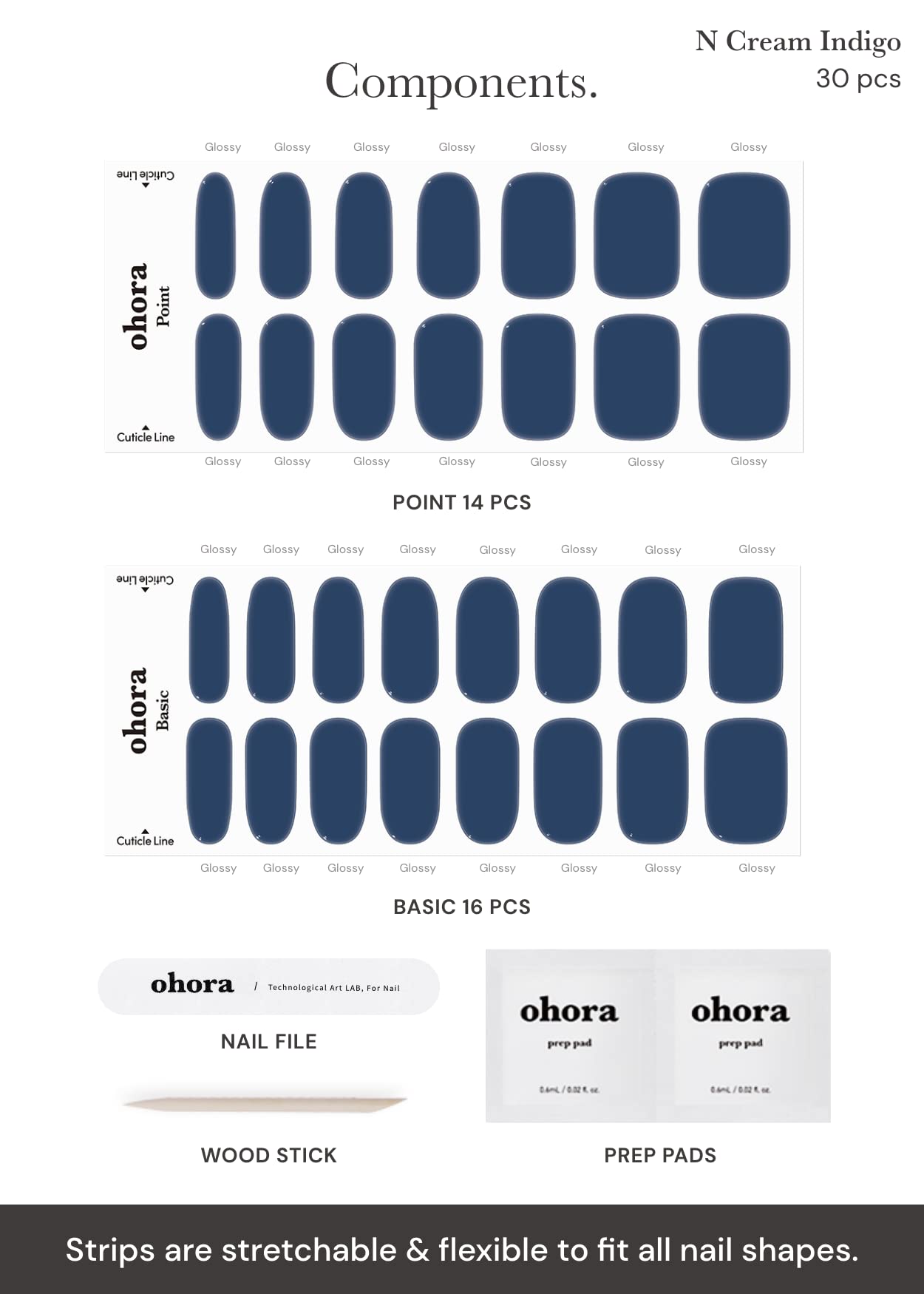 ohora Semi Cured Gel Nail Set of 2 (N Washing Jean & N Cream Indigo) - Professional Salon-Quality Nail Care
