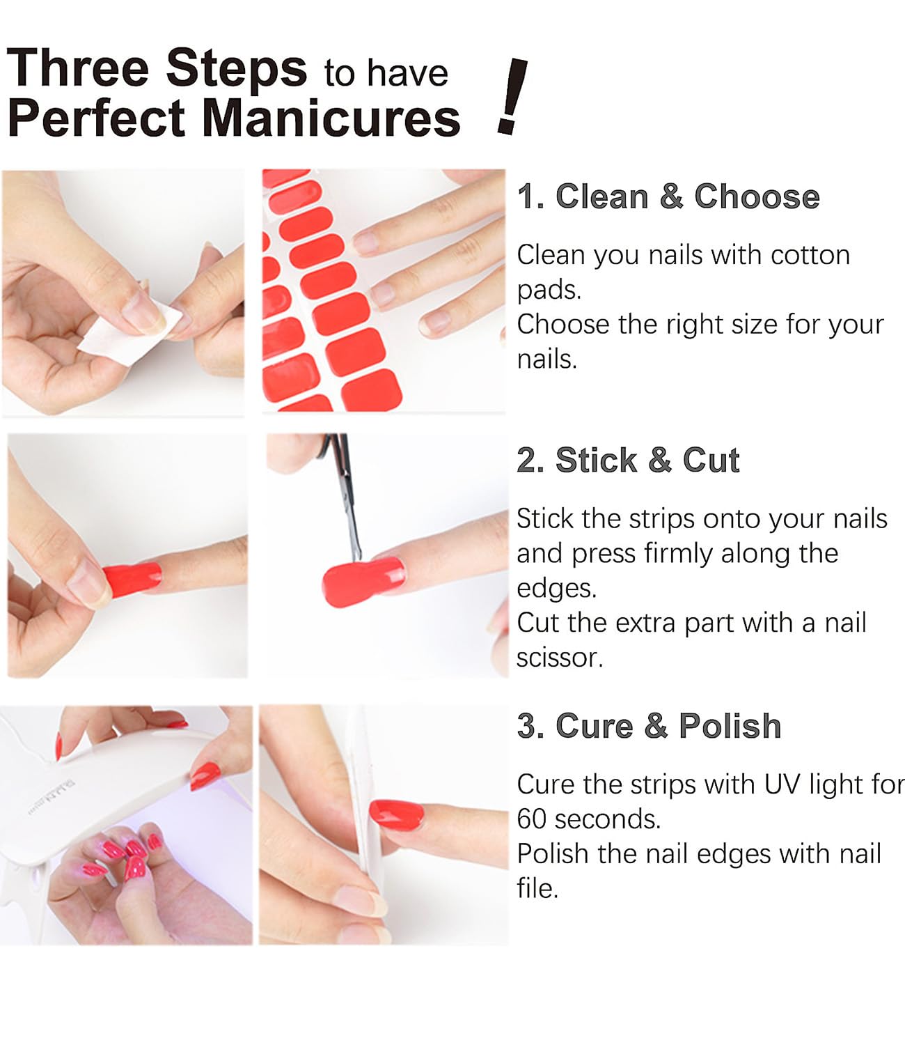 Semi Cured Gel Nail Strips, Interstellar 20pcs Adhesive UV Sticker, Wraps for Home Manicure DIY