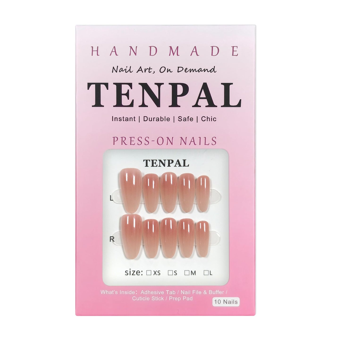 TENPAL Sheer Nude Press on Nails Medium Oval Salon Style for Everyday, Handmade & Reusable, Classic Sheer False Nails with a Clean Finish(S)
