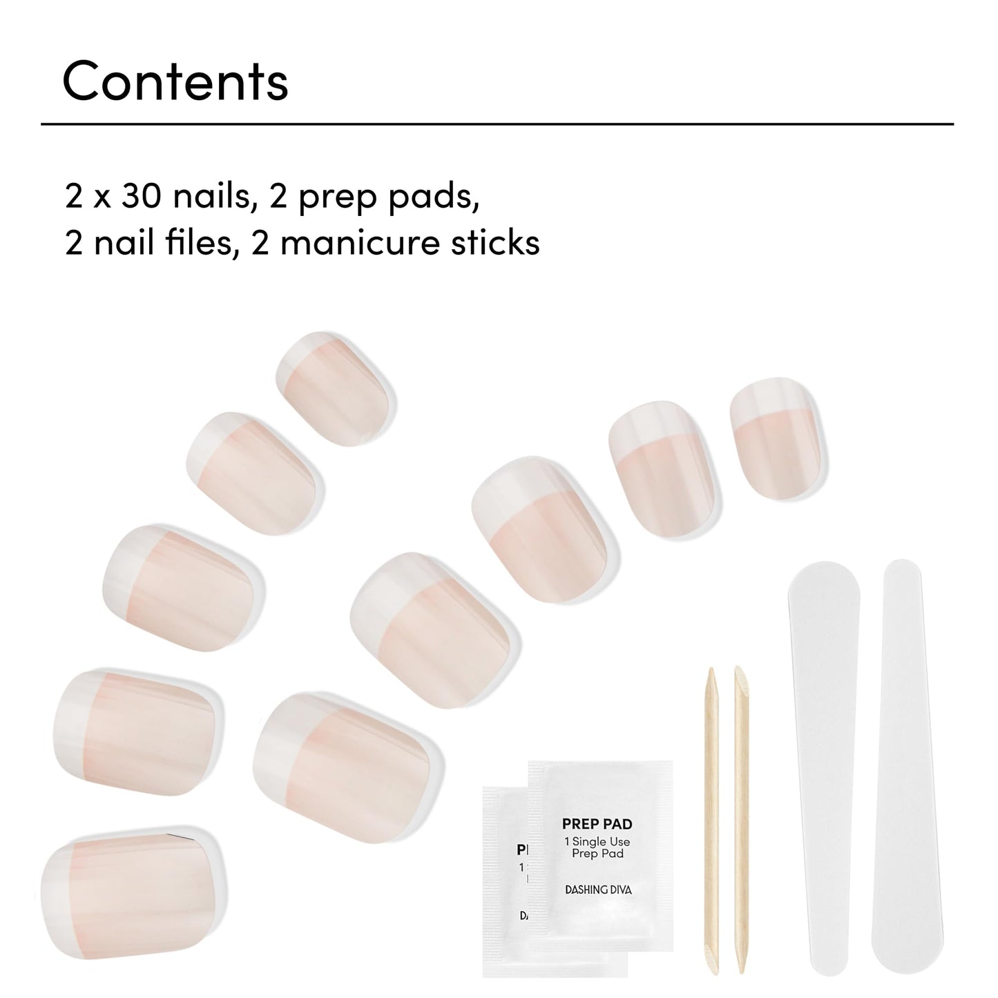 Dashing Diva Magic Press Nail Bundle - French Collection - Square Press On Nails - Day to Night & Homecoming - Long Lasting Gel - Lasts Up to 7 Days - 2 Sets