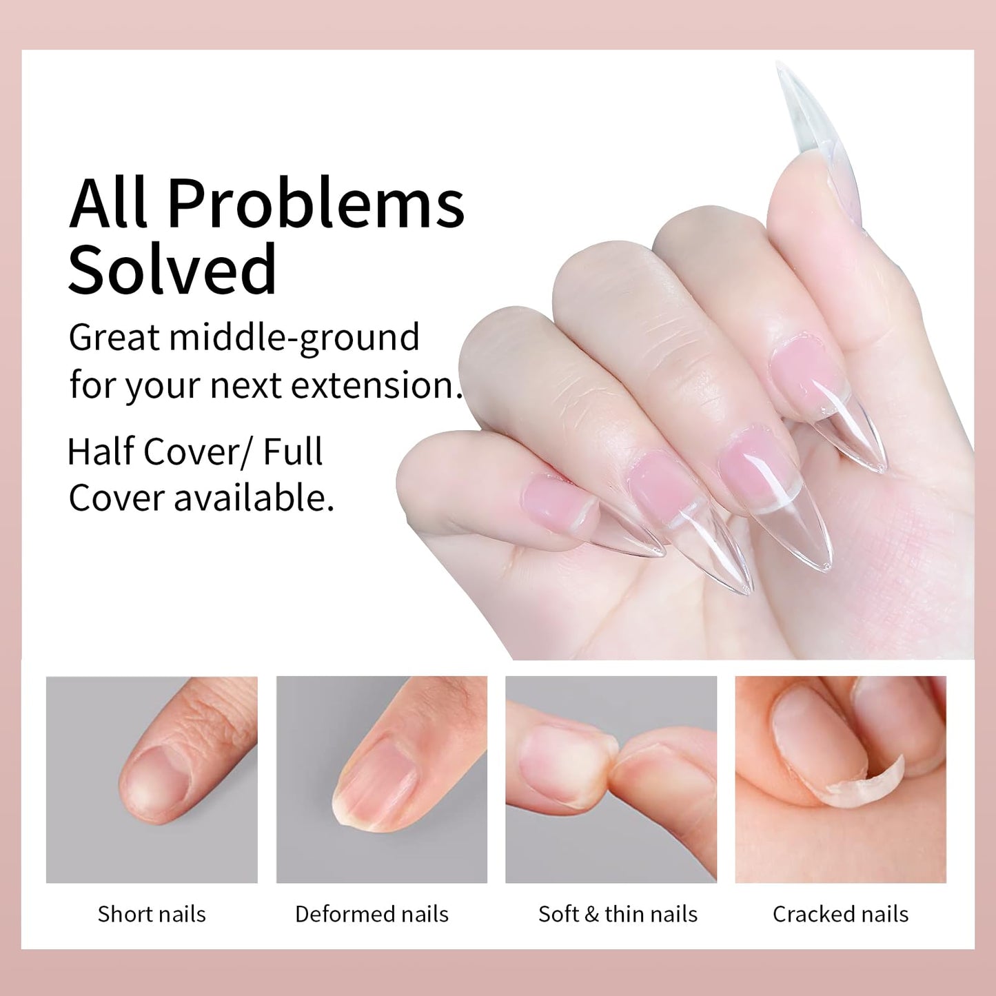 Cycullinyt 600pcs Sculpted Medium Stiletto Soft Gel Nail Tips, Professional False Nail Tips with Box - 14 Sizes Full Cover Clear Acrylic Press On Fake Nails for Extension Manicure Salon DIY at Home