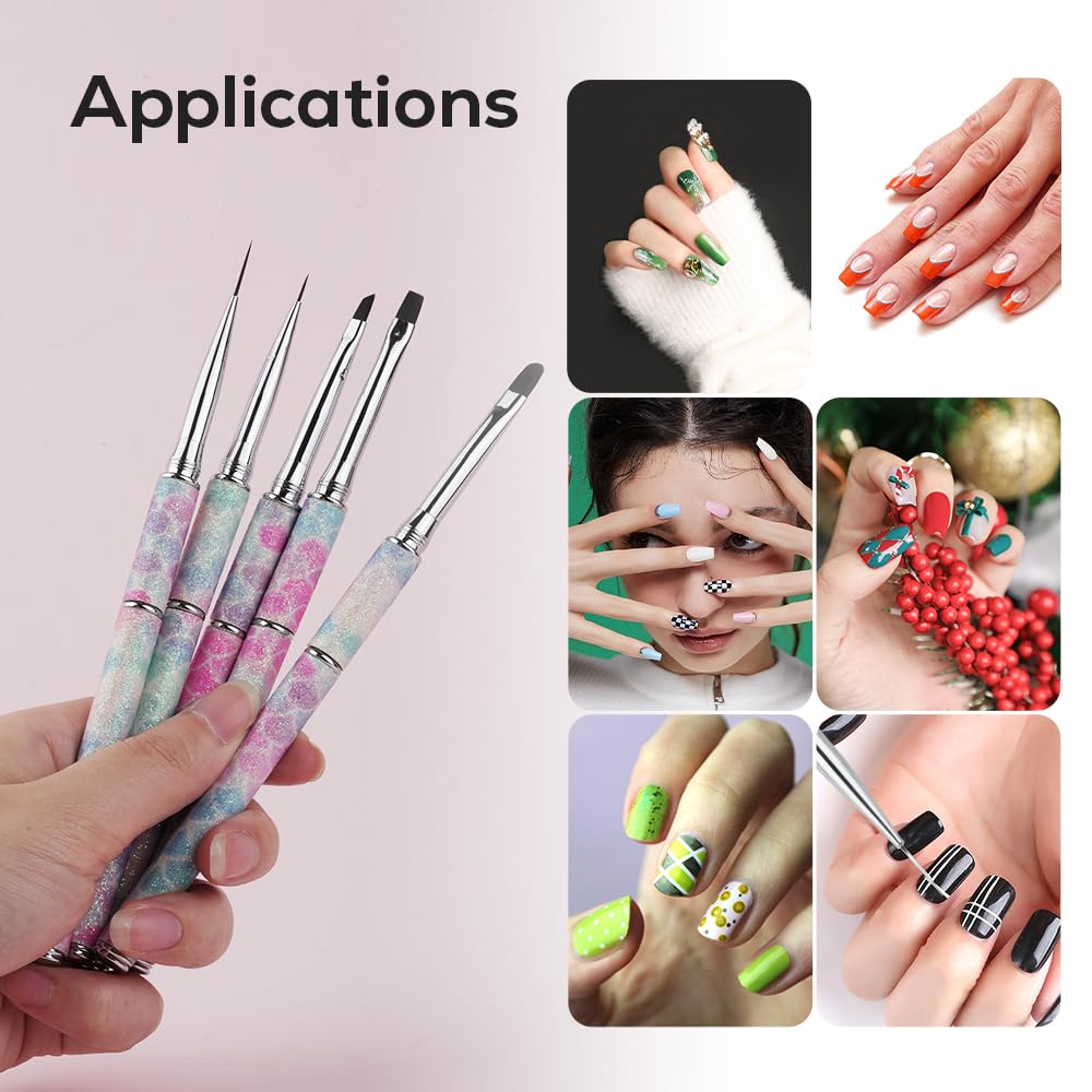 Nail Art Brushes Set YIHUALE Gel Polish Nail Art Design Pen Painting Tools Fingernail Brush Nail Cleaning Brush Nail Art Liner Brush Salon Gift for Girls Women