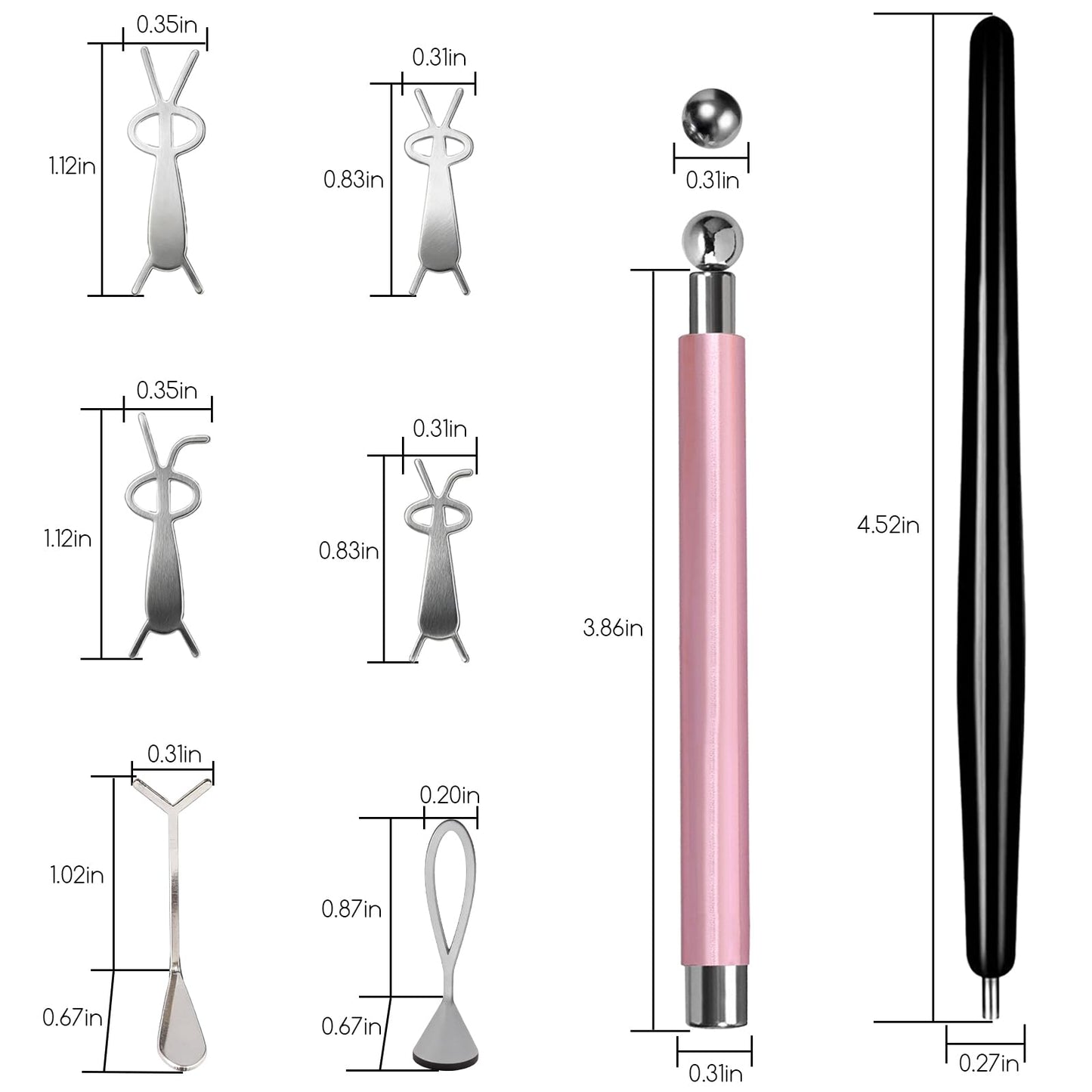 DANNEASY 12PCS Cat Eye Nail Magnet Set, Cat Eye Gel Nail Polsih Magnet Tool with Magnet Beads and Nail Magnets Guides,Flower Design Nail Magnetic Pen, Heart Cat Eye Magnet for Nail Art DIY (Pink)