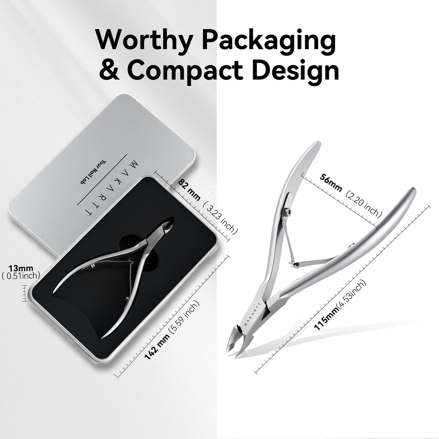 Makartt Professional Cuticle Nipper: 1/2 Jaw Precision Cuticle Trimmer for Beginners & Nail Technicians, 5mm Short Blade, Rust-Resistant Stainless Steel, Salon & Detailed Nail Art Use (Pearl Chrome)