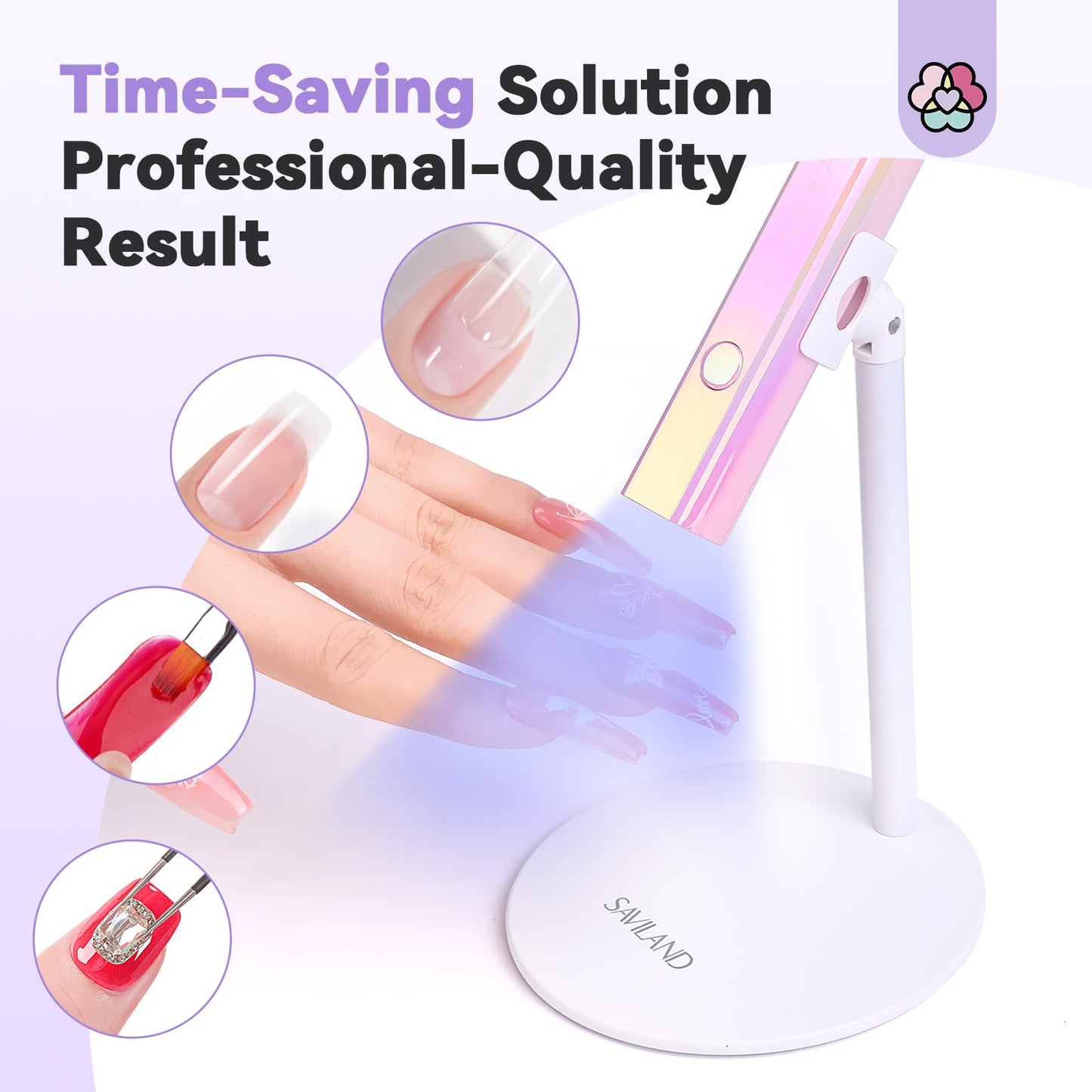 SAVILAND U V Nail Lamp Stand: Sturdy Only U V Light Stand for Gel Nails Polish 360° Adjustable Magnetic Nail Stand for Press On Nails Display Strong Magnet Fake Nail Holder