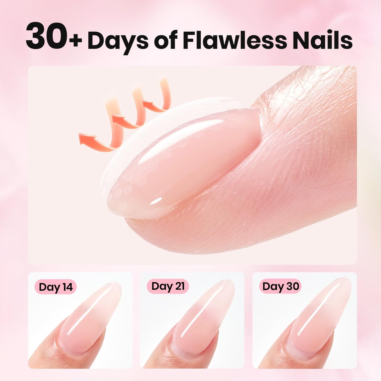 Beetles Hard Gel Nails Kit,3 Colors Clear Nude Pink Sculpted Gel Nail Extension Sculpting High Hardness for Salon Pros Women,Nude Pink & Clear Builder Nail Gel with Medium Oval Tips UV & LED Cured