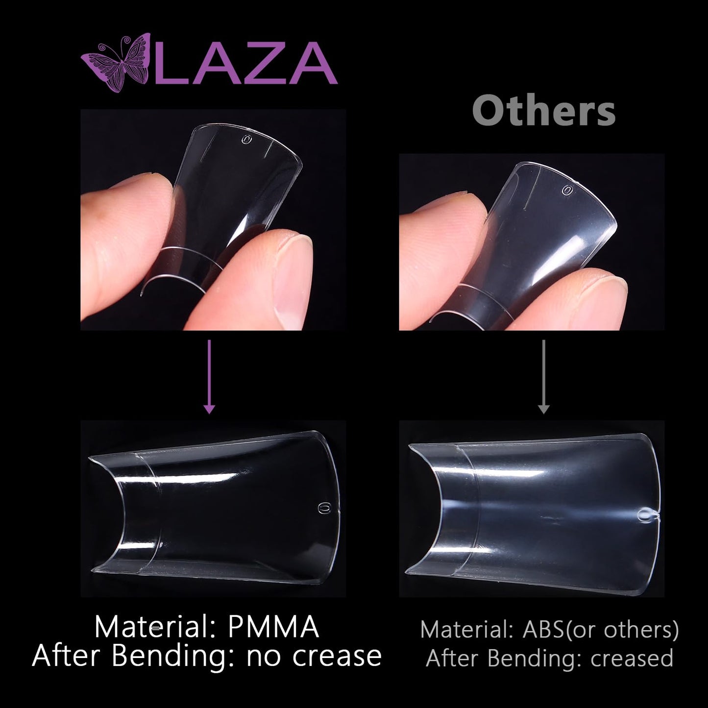 Laza 600pcs Long Duck Nail Tips 12 Sizes Box-packed Clear Duck Nails Full Cover Wide Nail Tips French False Nail Tips for Acrylic Nails Extension Tips — 44MM