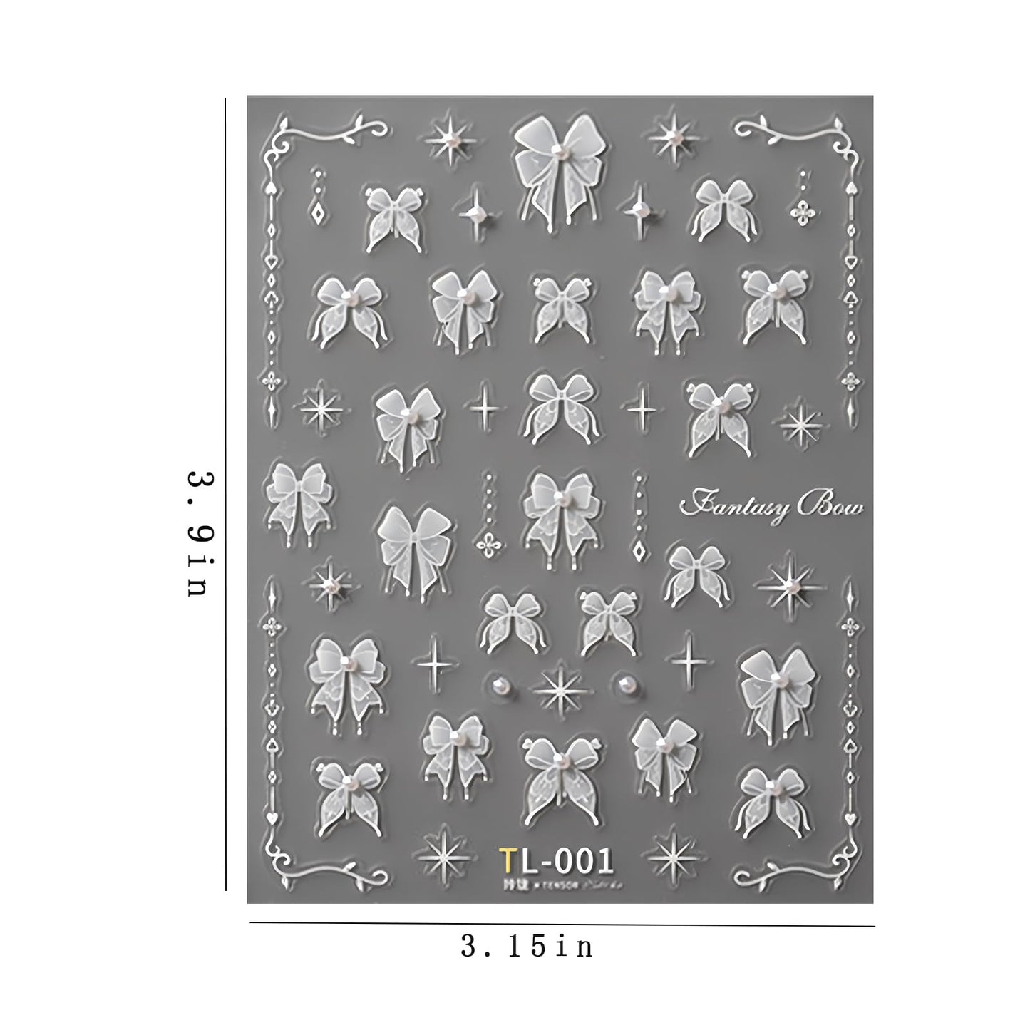 1 Sheet Lace Pearl Bow Nail Art Sticker 5D Embossed White Lace Pearl Bow Nail Sticker Cute Bow Nail Decal Pearl Rhinestone Nail Design Women DIY Nail Art Decoration