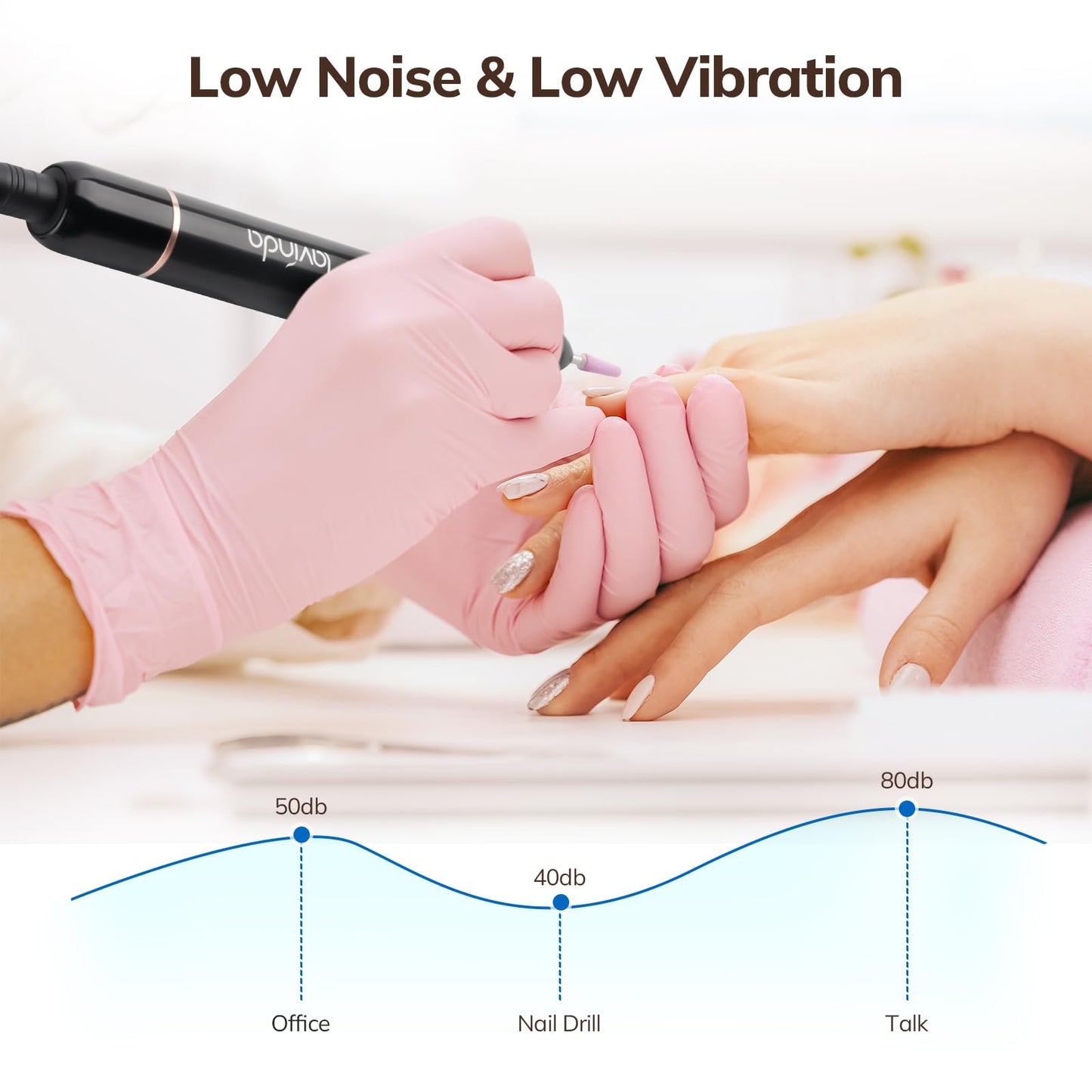 Lavinda 35000RPM Electric Nail Drill, Cordless Nail Drill Machine Portable Rechargeable Nail Efile for Acrylic Gel Nails, Manicure Pedicure Polishing Shaping Tool for Salon Home Use-Cow Print