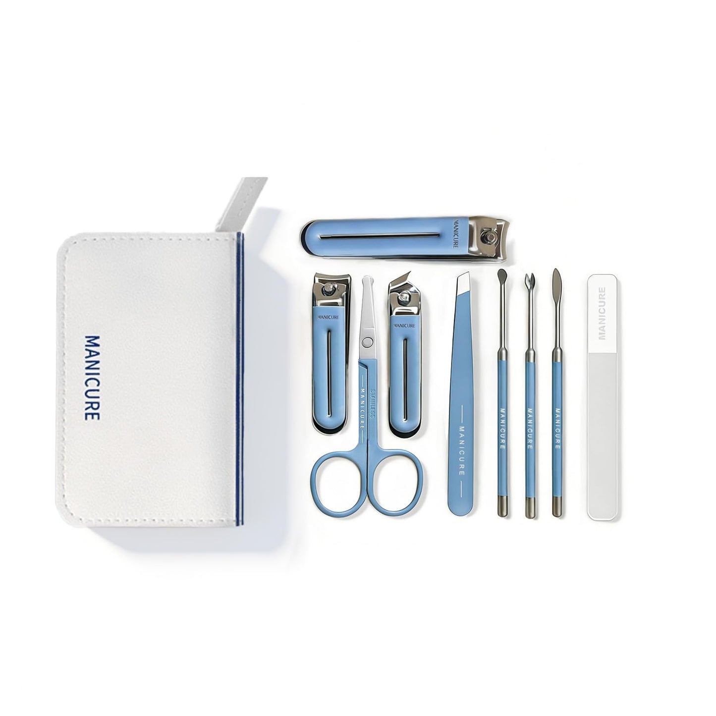 SIALANCI 9-in-1 Manicure and Pedicure Kit for Men & Women, Travel Nail Clipper Set with Stainless Steel Tools & Glass Nail File, Portable Grooming Kit in PU Leather Case, Personal Care Gift