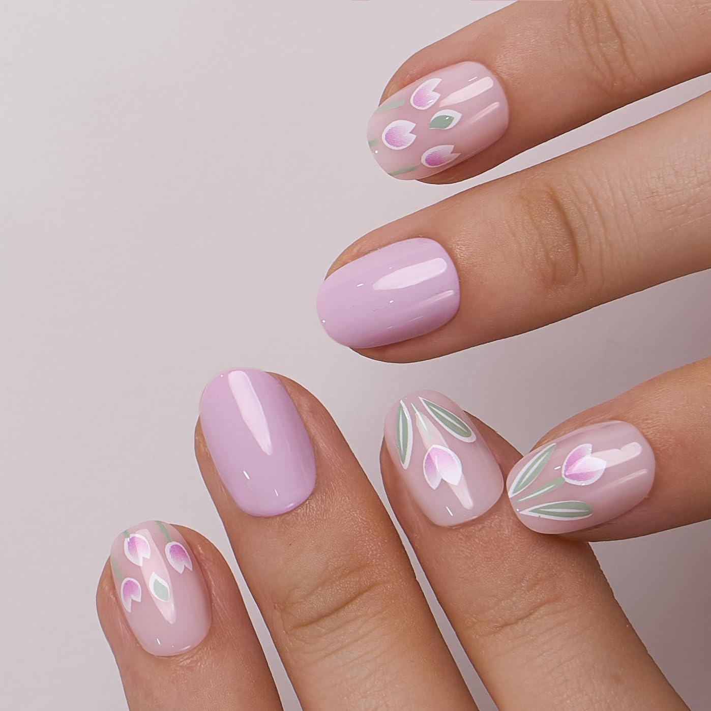 CurvLife Soft Gel Square Press On Nails Extra Short, Long-Lasting Oval Reusable Fake Nails Kit with Glue & Tabs, 30pcs Salon-Quality Stick On Nails for Women At-Home Manicure (Tulip Whisper)