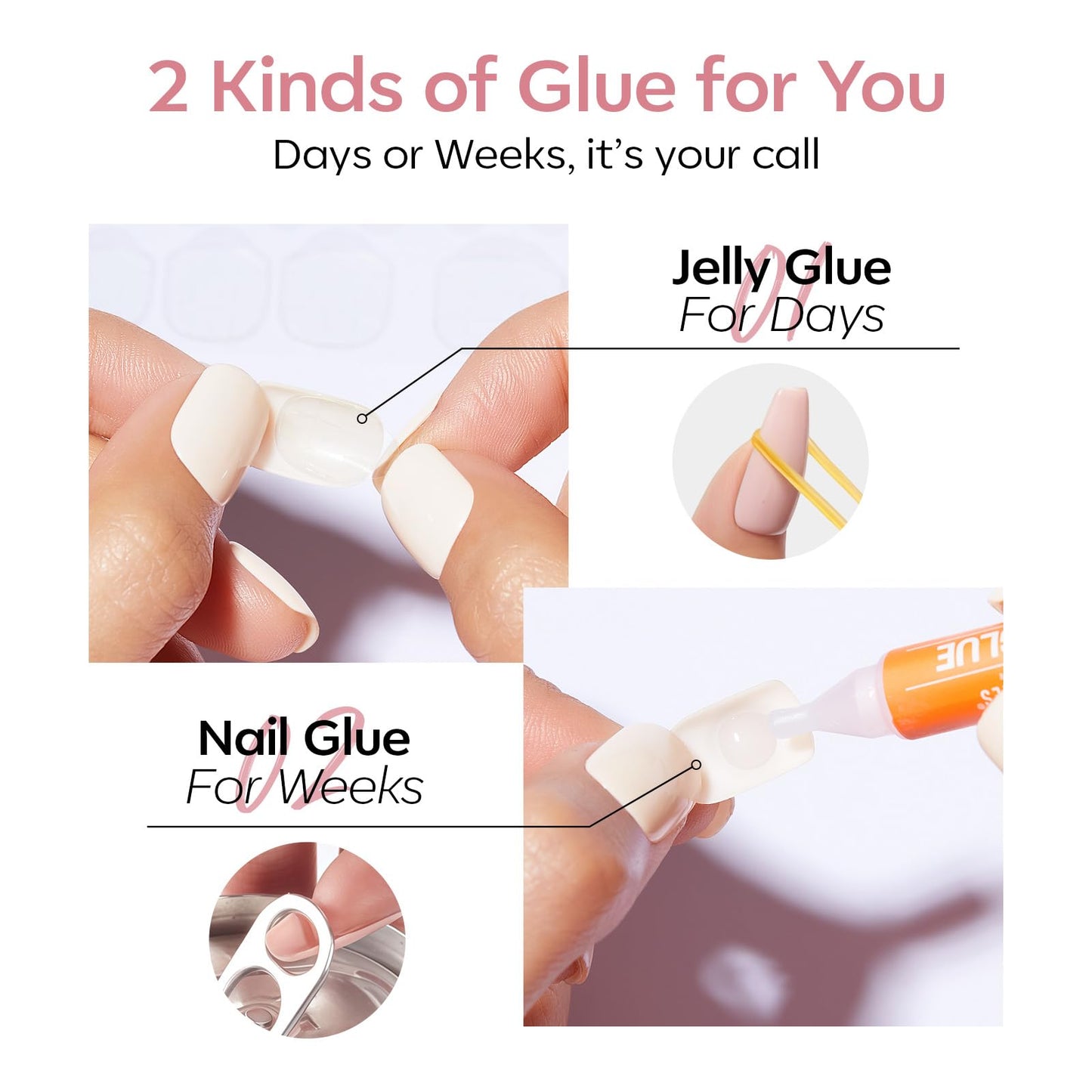 Modelones Pink Press on Nails Almond, Polka Dot Short Fake Nails, Reusable Nail Kit with Nail Glue Adhesive Tabs Mini Nail File, Nails Press Ons 32Pcs 16size, Women Girl Gift ﻿