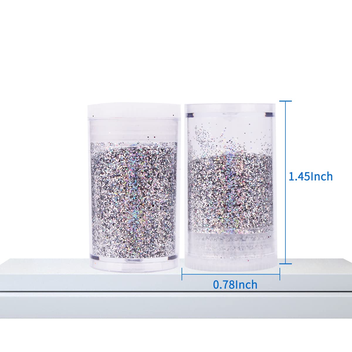 Pack of 45 Colors Iridescent Fine Glitter,Licool Extra Fine Holographic Glitter for Epoxy Resin DIY Craft,Nail Art,Body Hair Face Make up Powder,Slime Candle Tumbler Making Metalic