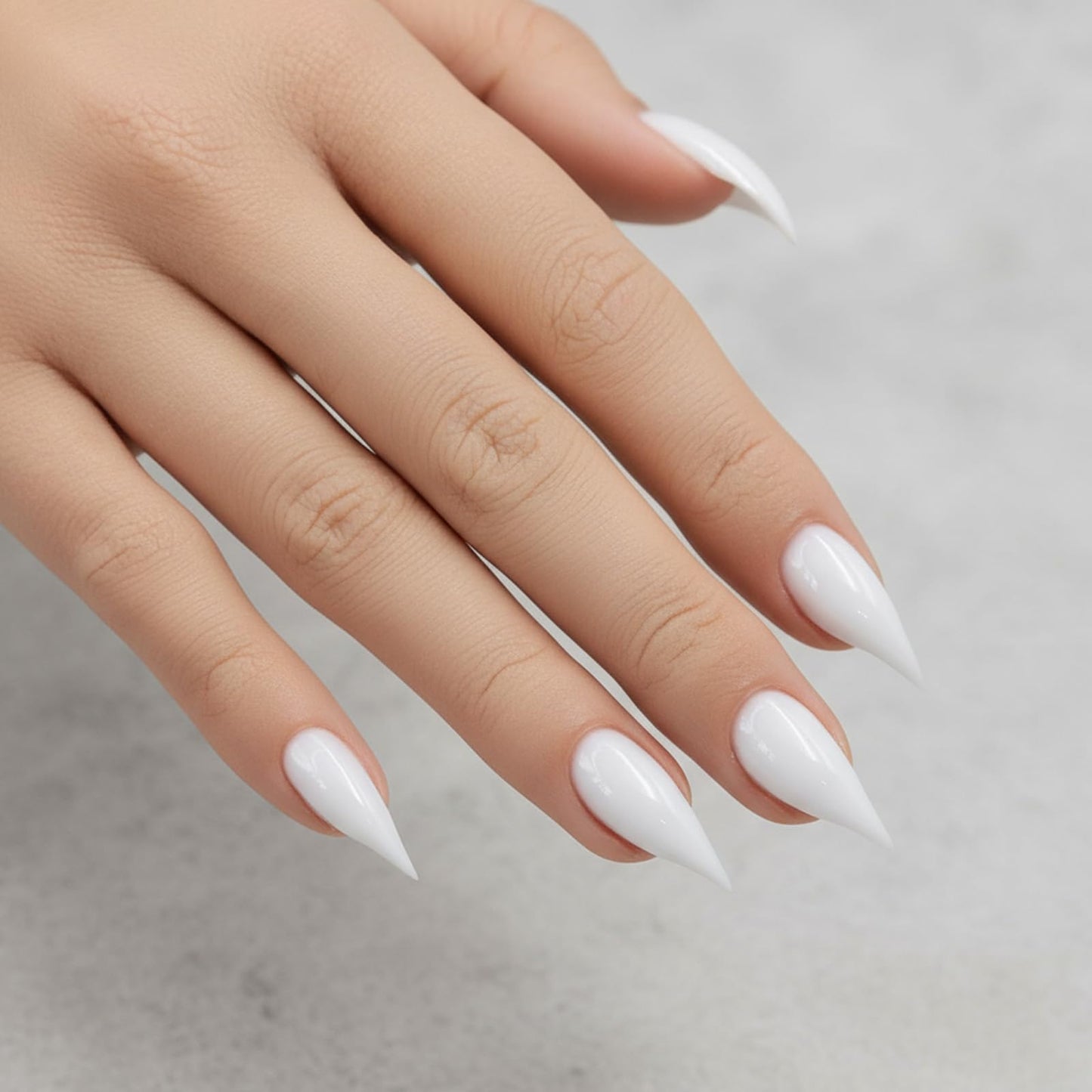 Handmade Press on Nails Halloween Nail Tips Curved Stiletto 3D Eagle Claw Long White False Nails Full Cover Thick Extra Curved Hawk Deep Fake Nails Muti-Layer Gel Acrylic Nail for Women (Size M)