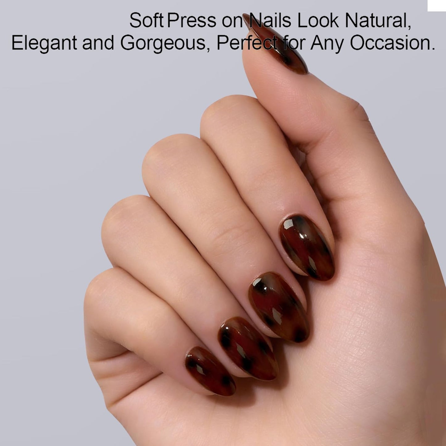 Dsixnails 150Pcs Tortoiseshell Short Almond Press on Nails, Soft Gel Nail Tips 15Sizes, Long Lasting Reusable Fake Nails, Salon Quality Soak Off False Nail Tips for Women Girl Festival Gift