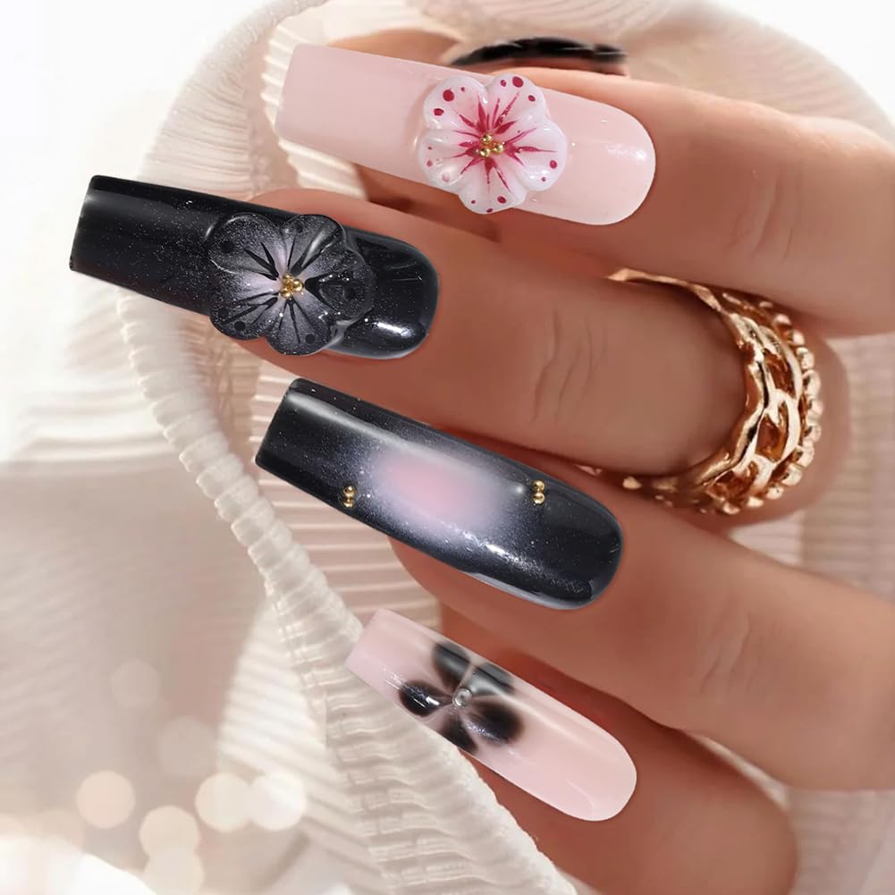ADAIER Handmade Press On Nails, French Nails,wedding, party,Short Coffin Nails Set for Handmade,Reusable Opaque Nails in 10 Nail Kit for Women(Z-02) (Z22, S)