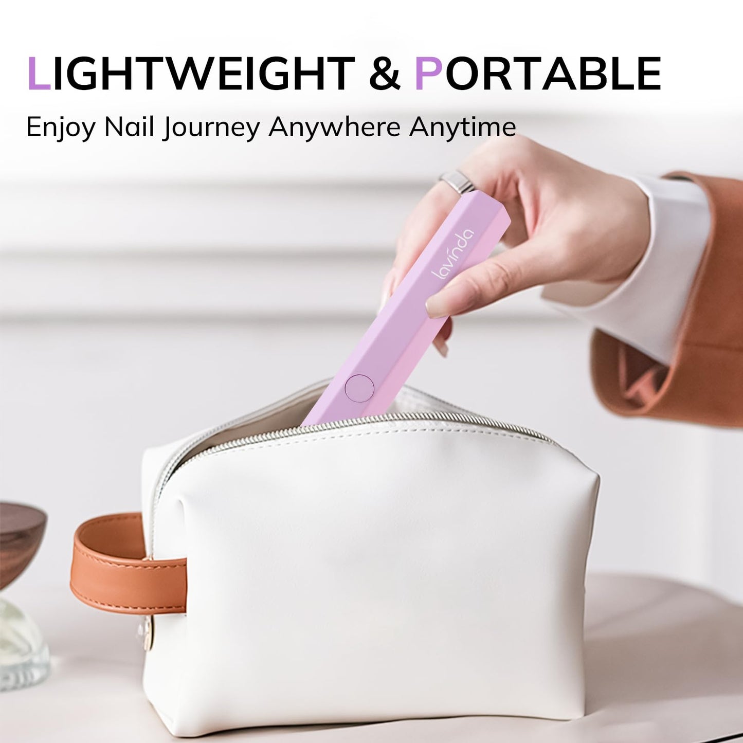 Lavinda Handheld UV Light for Gel Nails, Mini Nail Lamp, Portable Cordless Rechargeable UV Led Nail Lamp Nail Dryer for Fast Curing Gel Polish USB Flashlight for Home DIY Manicure