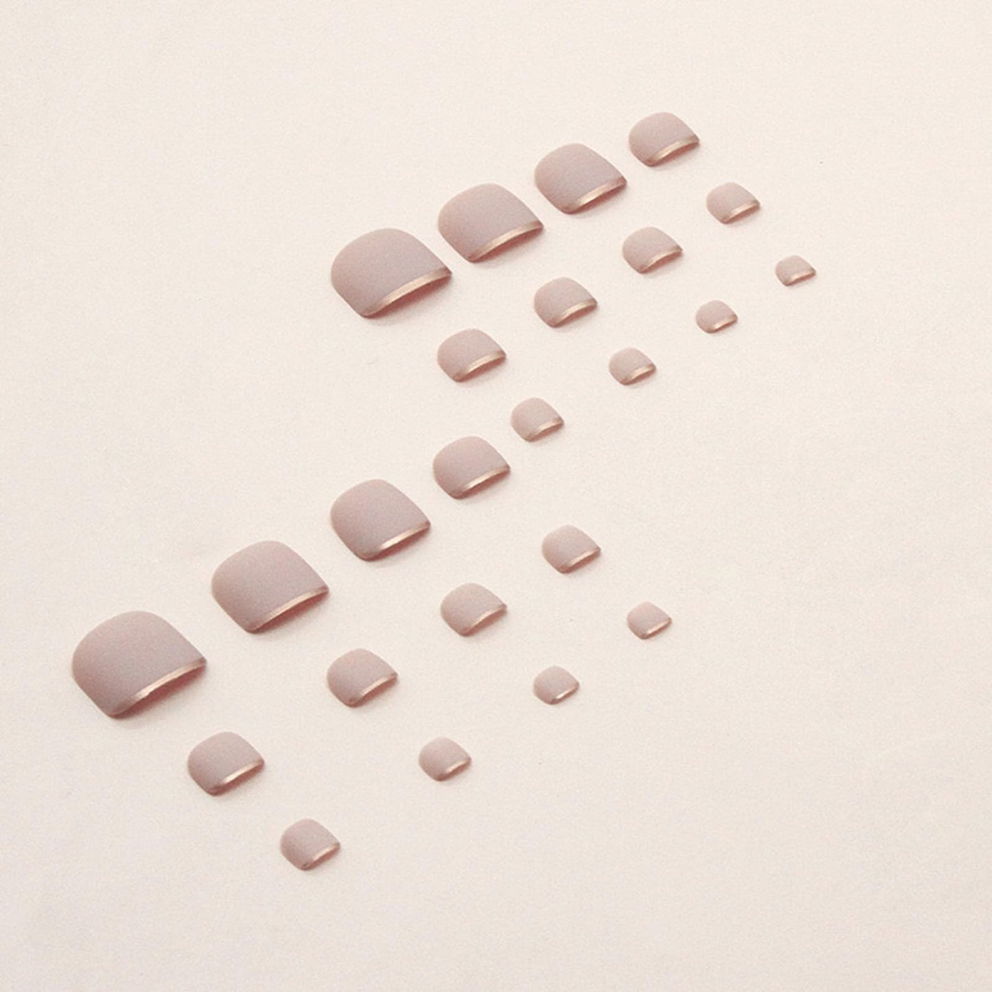 Nude Press on Toenails Short Square Fake Toe Nails Gold French Tip False Nails with Matte Acrylic Toe Nails Nature Nude Full Cover Classic Artificial Toenails for Women Girls 24 Pcs