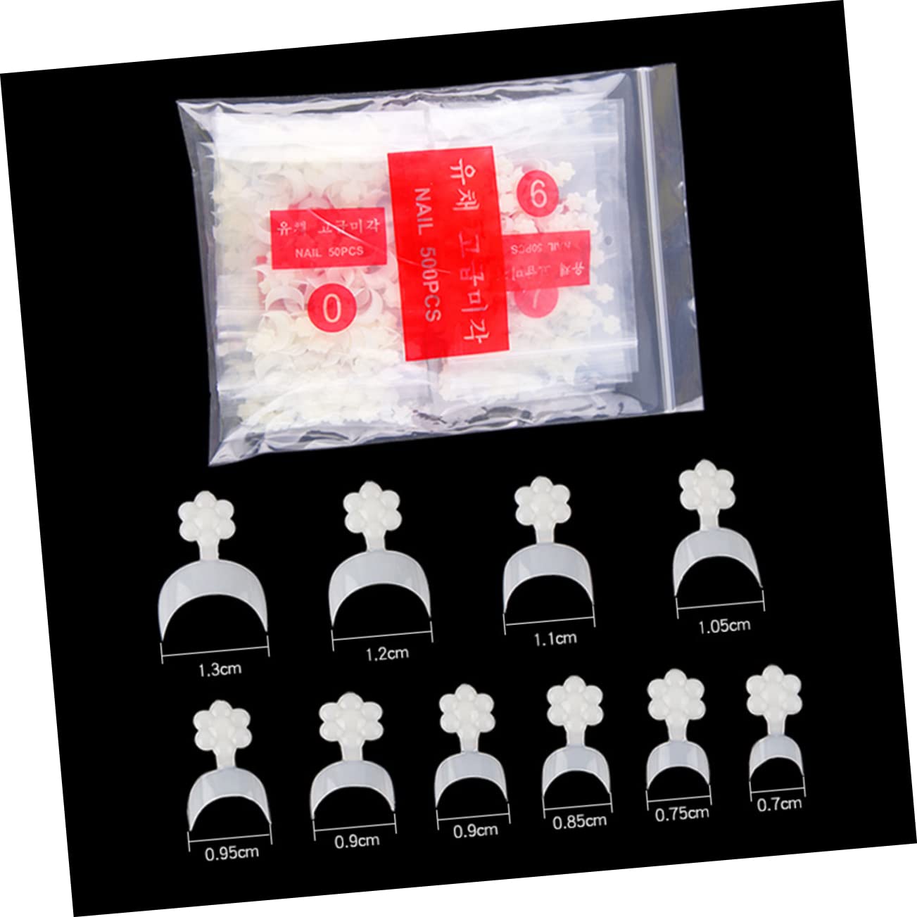 Healeved Crescent Fake Nail Tips 500Pcs Press-on Nails Curved French Style 0.51X0.39 Inch Artificial Nail Art Extension for Women Girls