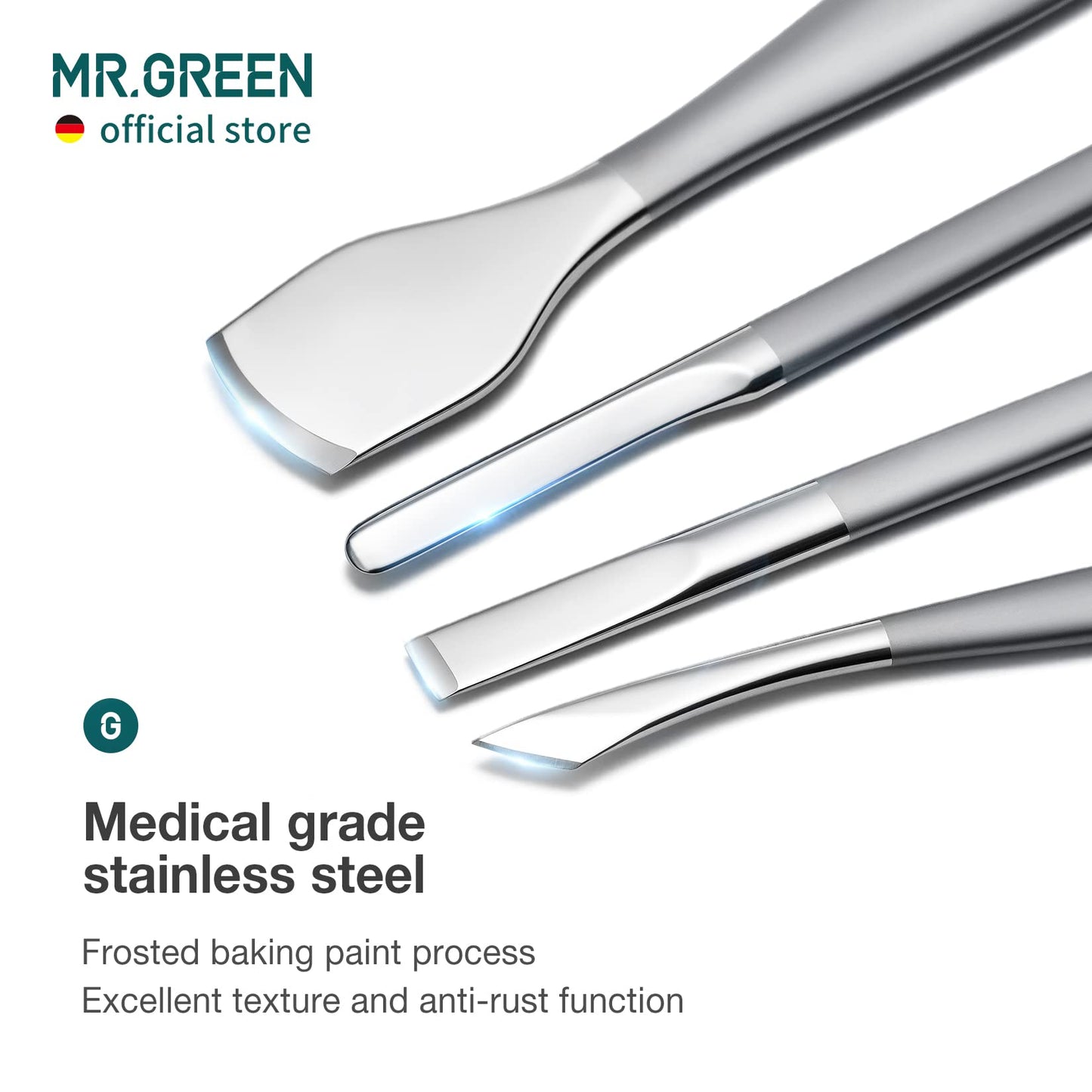 MR.GREEN Pedicure Knife Set Professional Ingrown Toenail Clippers Foot Care Tools Stainless Steel Nail Cuticle Nippers Remover Kits (5 Pcs Set)