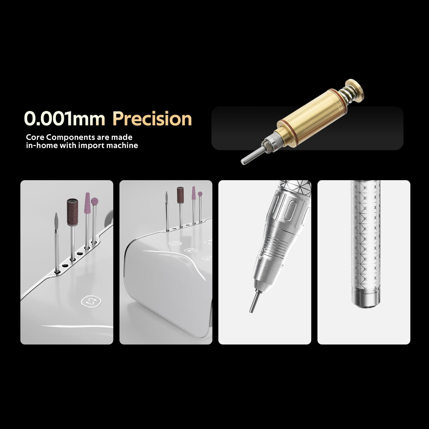 M Nova Pro Nail Drill 35,000 RPM Brushless Motor, Cordless Rechargeable Electric Nail File, Professional E File Machine for Acrylic Gel Nails, Low Noise Portable Salon Use – Pink