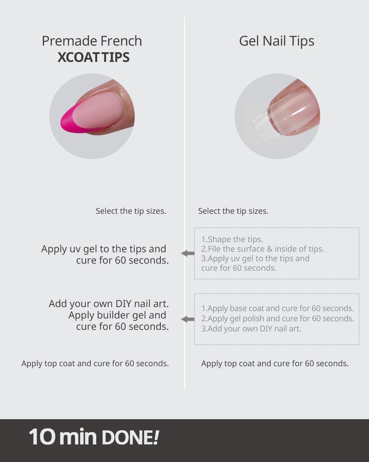 BTArtboxnails Nail Tips Builder Gel Pink French Tip Press On Nails