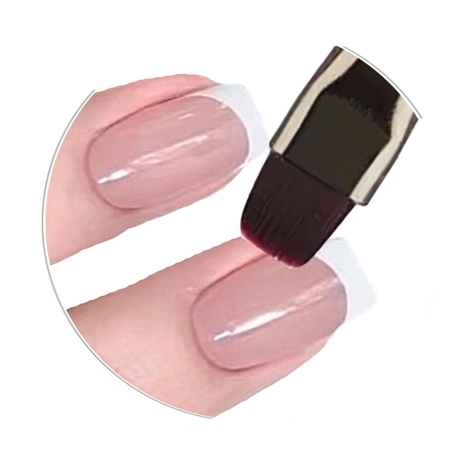 Calyuna Dual Head Acrylic Nail Brush, French Pen and 9mm Liner Pen, Wood Handle with Metal Caps, for Builder Gel, Polygel and Nail Design