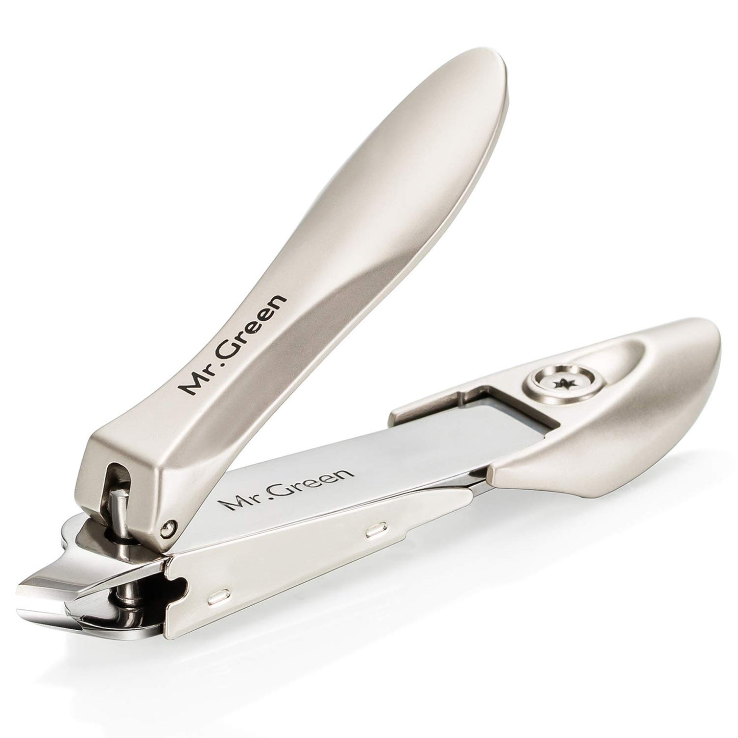 Nail Clipper with Catcher, Slanted Edge Nail Cutting Clippers Stainless Steel Fingernail Cutter Trim with File for Men and Women Mr-1115plus