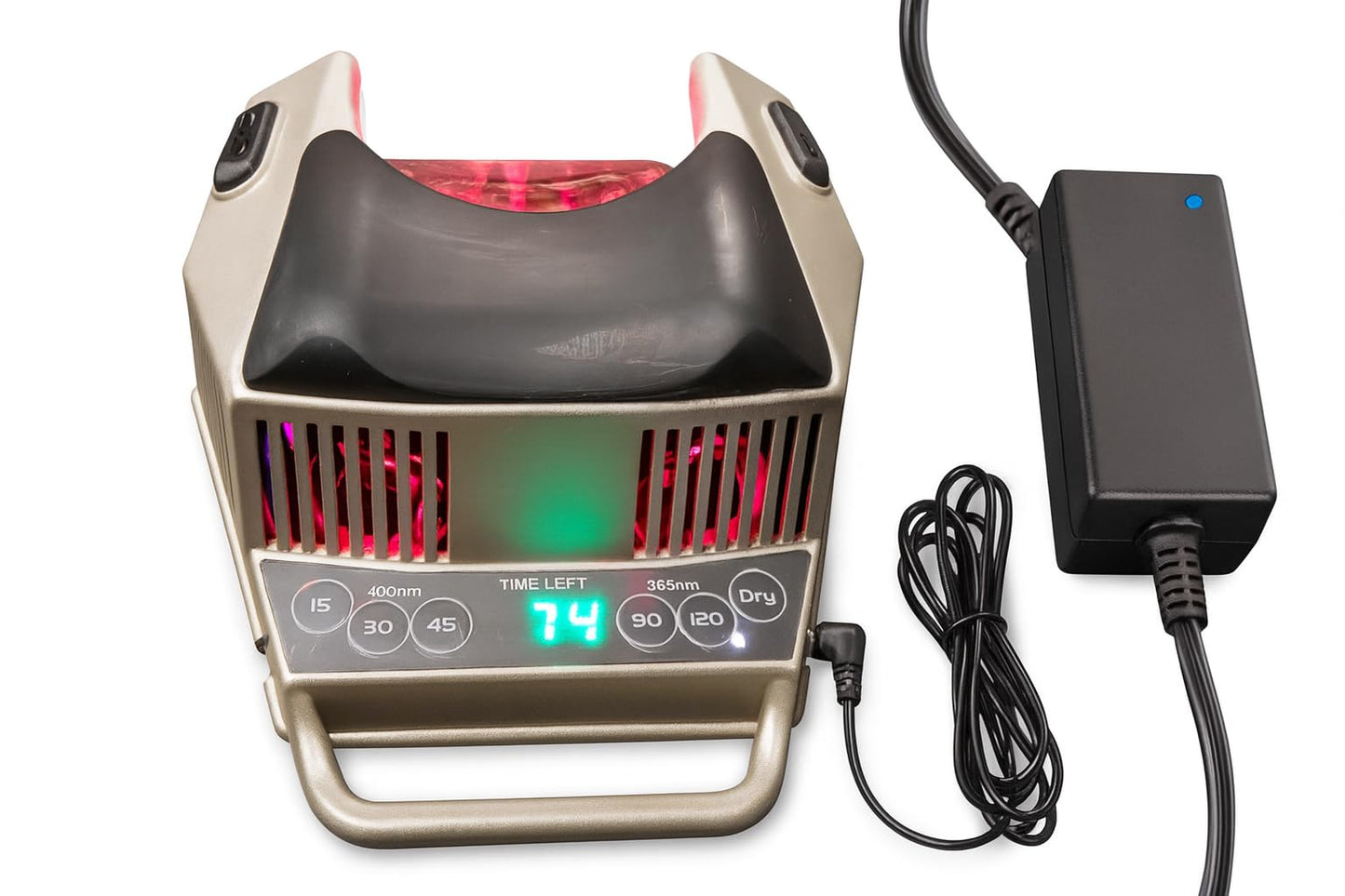 EM Design Consulting Inc USA?Made All Gels UV LED Nail Lamp – Dual?Light 365nm & 400nm, Removable Stainless?Steel Hand Plate, Silicone Hand Rest, 15/30/45/90/120?Sec Timers, Metal Body