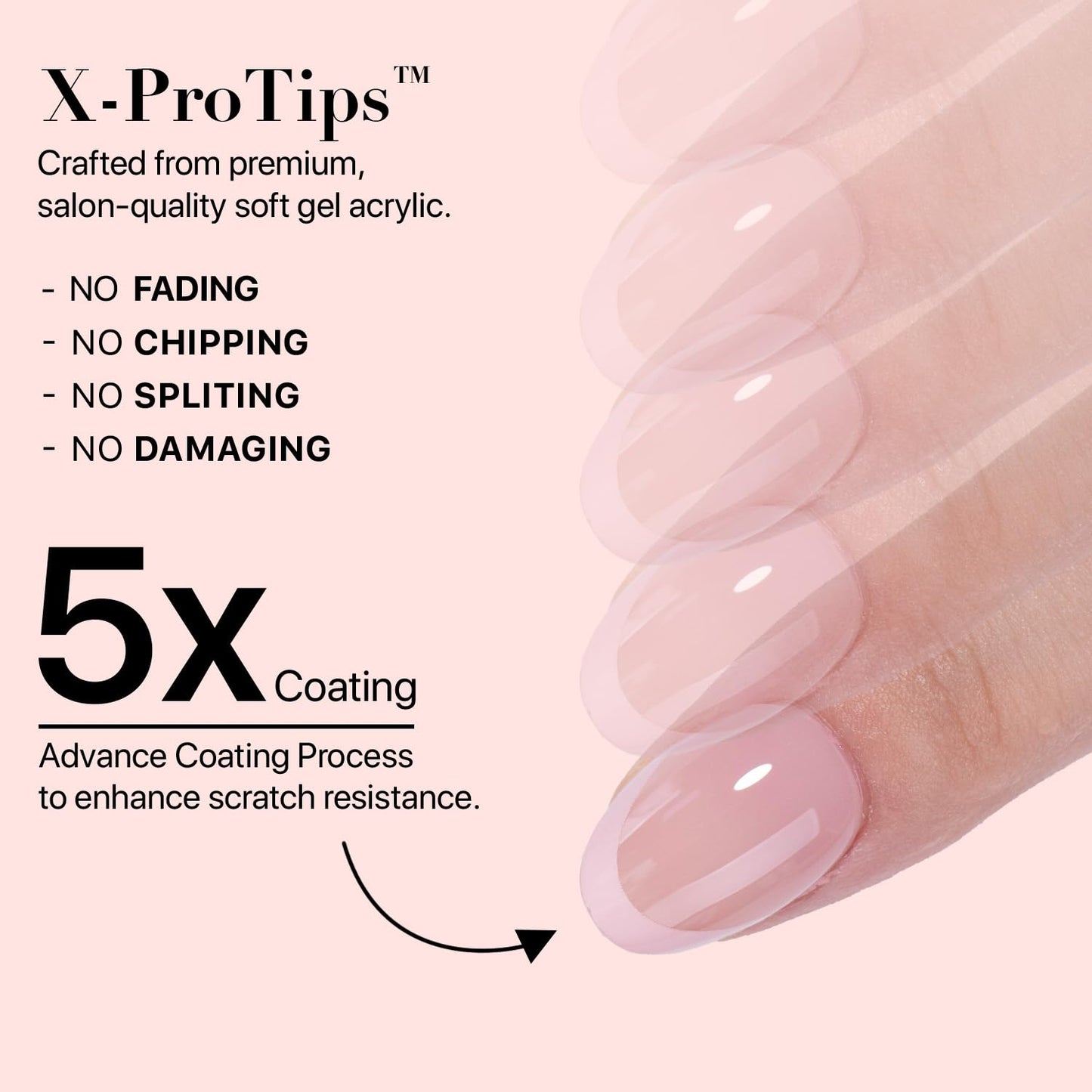 SXC Cosmetics French Tip Press On Nails - Skin Tone Nude and Color Series, XS Almond X-Pro Tips Starter Kit ST118KIT
