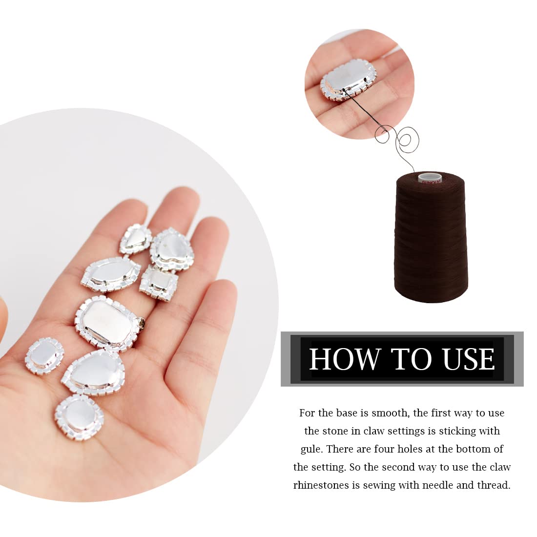 TANOSII Sew on Rhinestones 100 PCS Mixed Shapes Glass Rhinestones Sew on Crystal Gems Mental Flatback with Silver Claw for Jewelry Crafts Clothes Shoes Costume Garment Pink Type 1