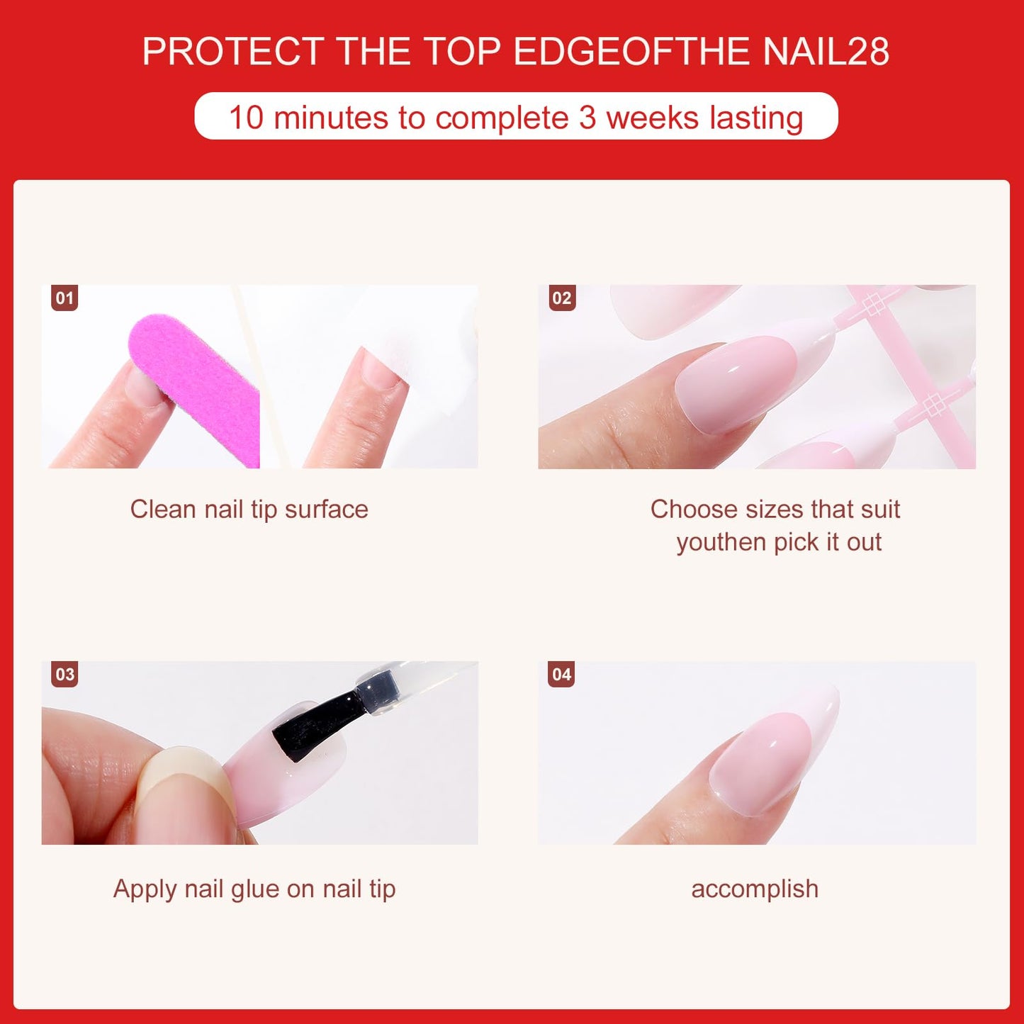 Jellyqueen Red French Cat Eye Press on Fake Nail Tips, 150Pcs Almond Nail Tips kit, Fake Nails for Nail Art DIY 15 Sizes (A18-03-01)