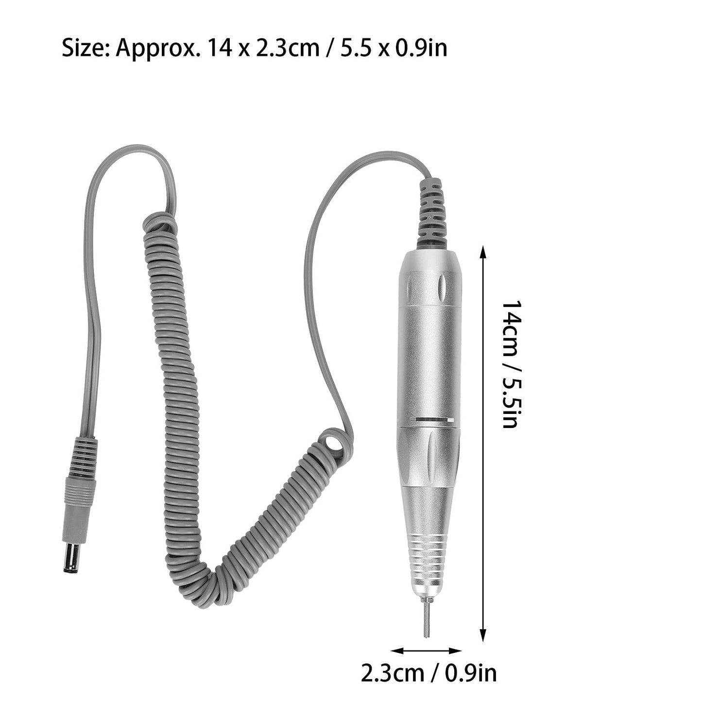 Electric Nail Drill, Replacement Handle for Machine Pen Replacement Nail Polisher Grinder Handpiece 35000 RPM Aluminum Alloy Manicure Pedicure Art Tool
