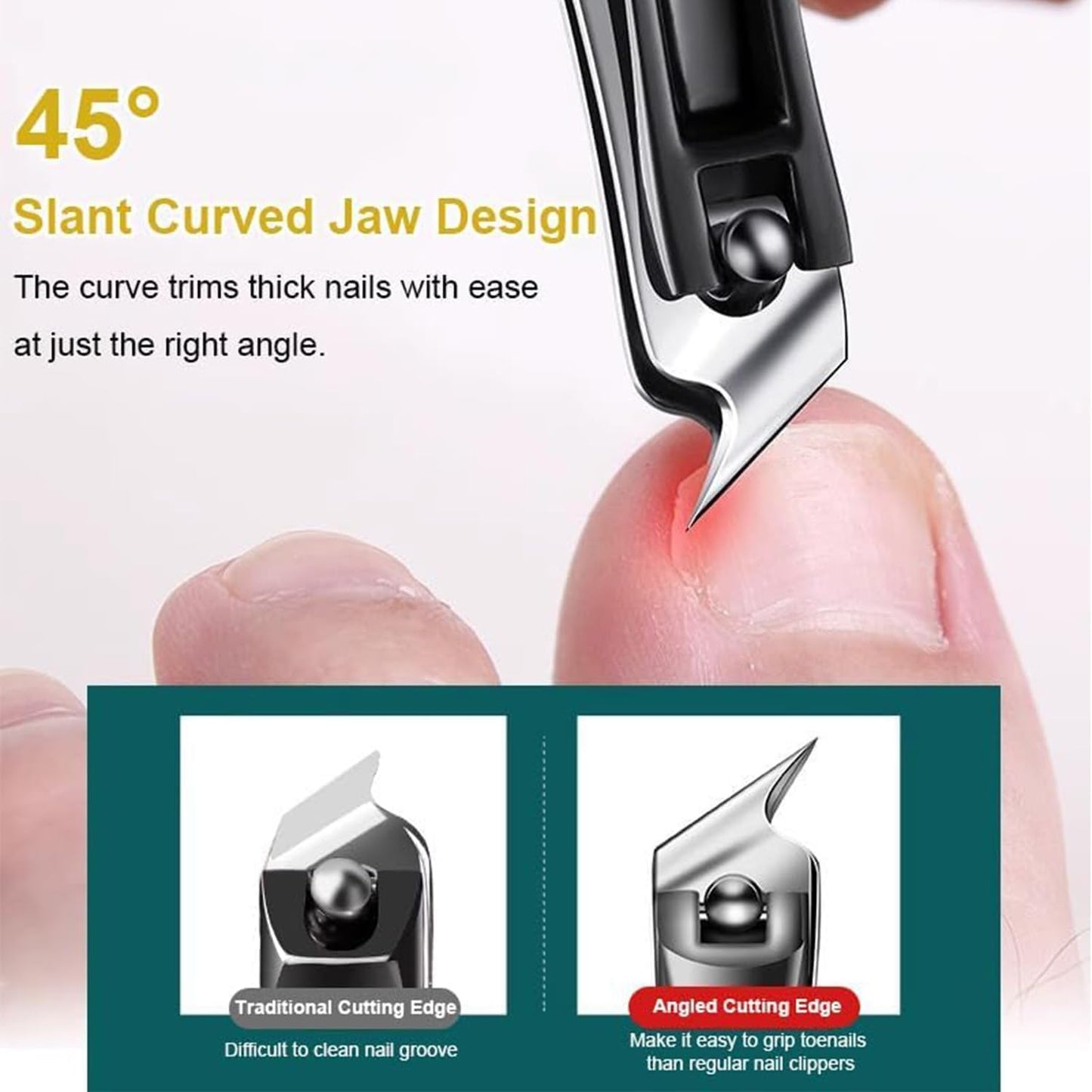 Electric Nail Clippers, 5 in 1 Electric Nail Trimmers for Seniors & Adults, Nail File Toenail Trimmer, 3-Speed Gears, Dust Storage & LED Light, Slanted Nail Clipper Included, Safe for Kids & Baby