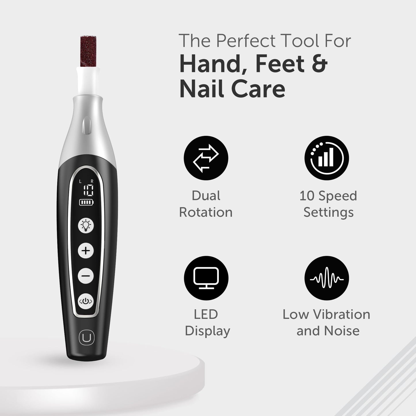 UTILYZE PediLux Pro Professional Manicure Pedicure Kit, Thick Toenail Grinder, Cordless Electric Nail File Drill, Toe Nail for Dremel Tool, Filer, Sander, Remove Callus for Humans, Men, Women, Seniors