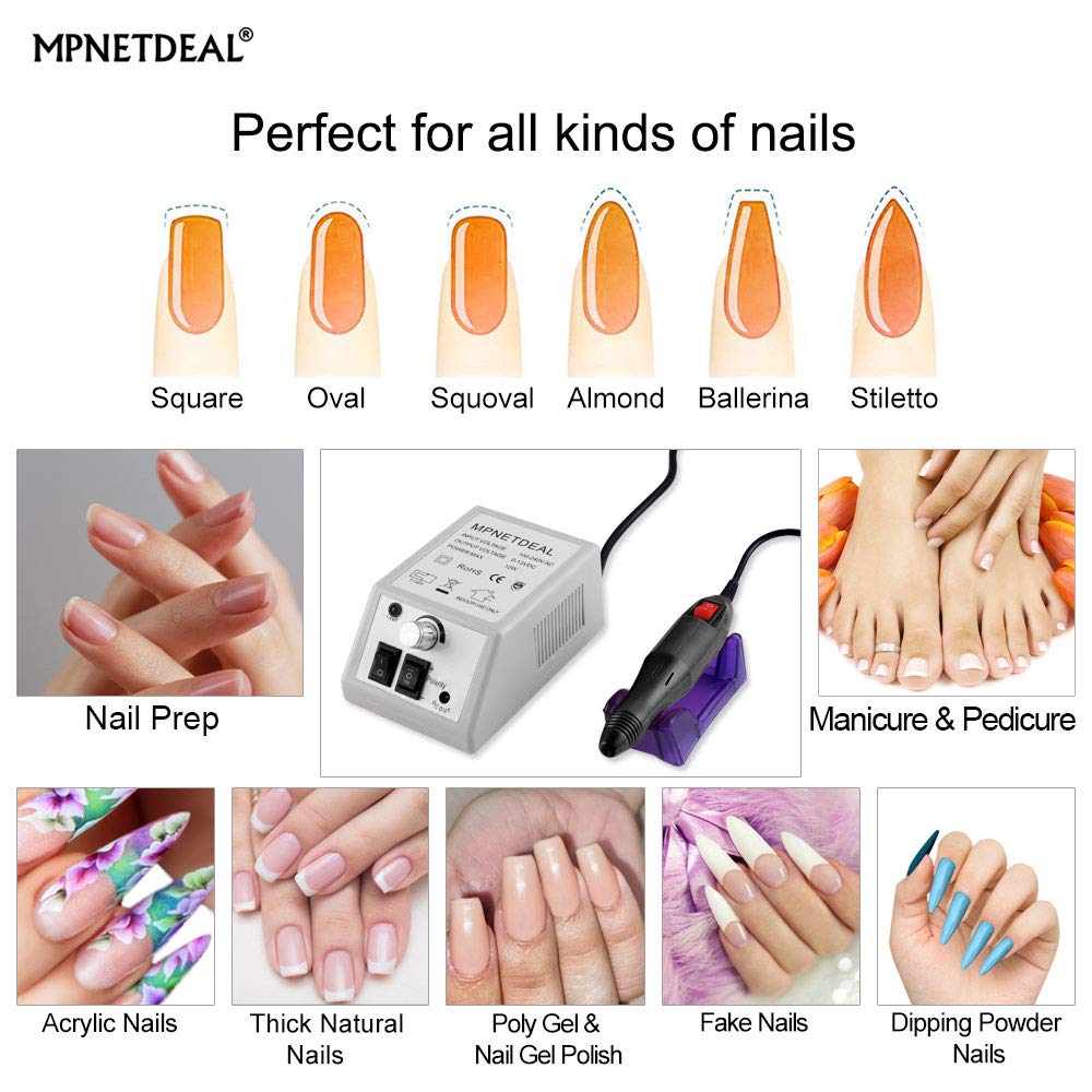 Electric Nail Drill Machine Manicure Pedicure Kit Electric Nail Art File by MPNETDEAL (Gray SetA)