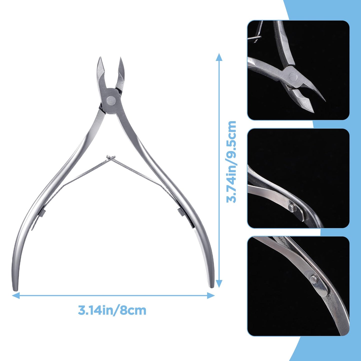 YBEATY 12 Packs Professional Cuticle Trimmer Nippers Stainless Steel Nail Cutter with Pointed Sharp Blades Double Spring Dead Skin Clipper Scissor Pedicure Manicure Tool for Fingernails Toenails Care