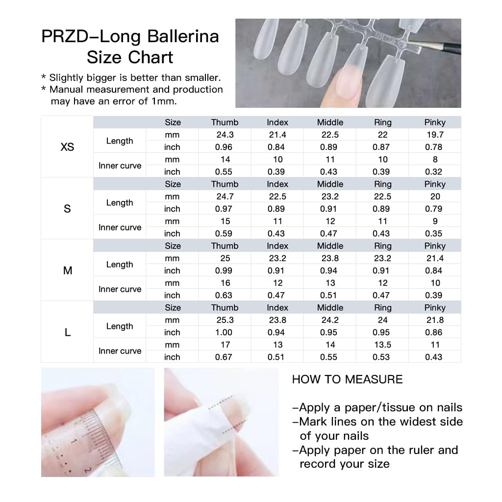 GLORS Ombre Press On Nails, Long Ballerina Style, Nude to Gray with Gold Accent, Handmade False Nail 10 Pieces (Small,LB)