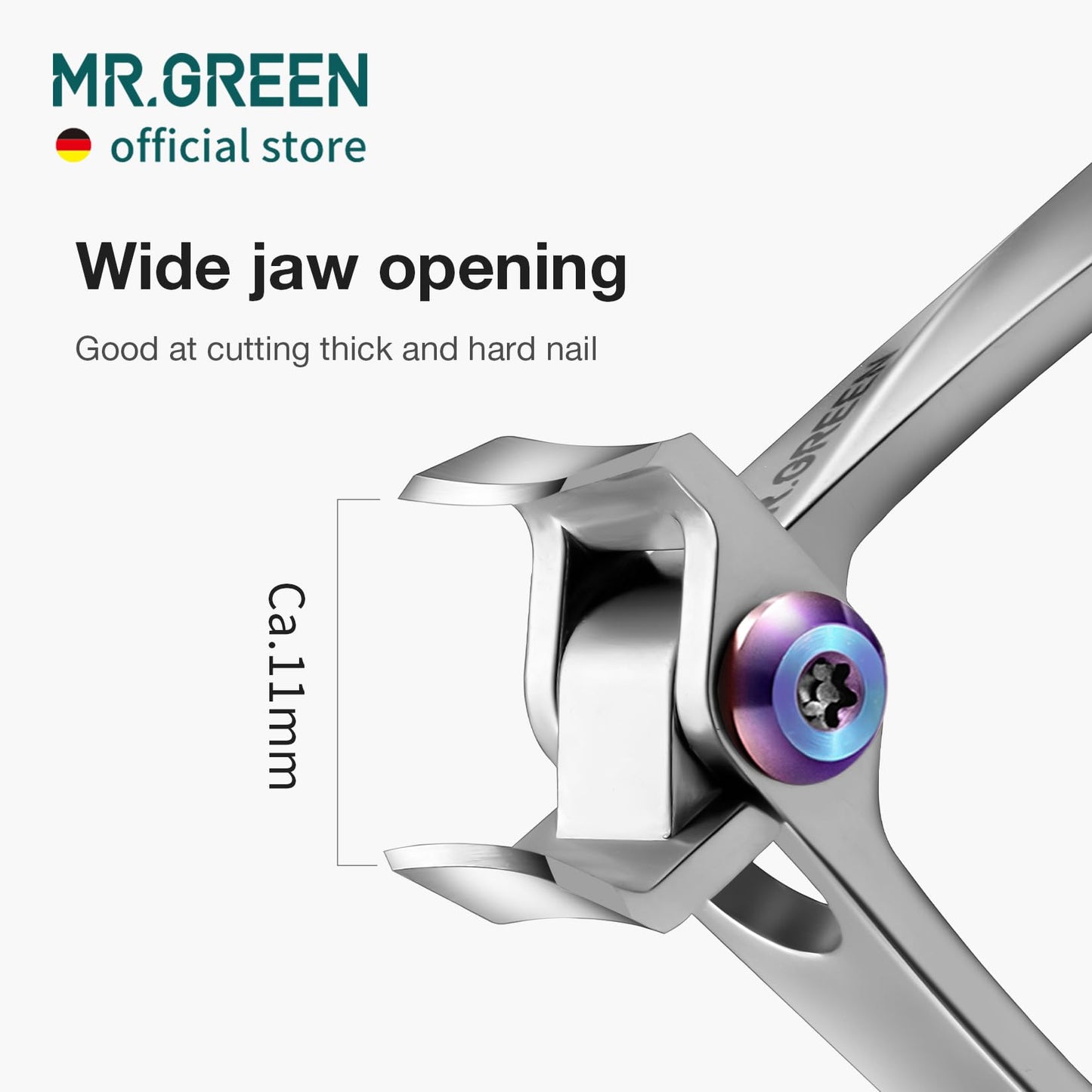 MR.GREEN Nail Clippers Wide Jaw Opening Stainless Steel Fingernail Clipper Thick Hard Toenail Cutter Manicure Scissors Tools (Nail Clipper (Medium)+Nail File)