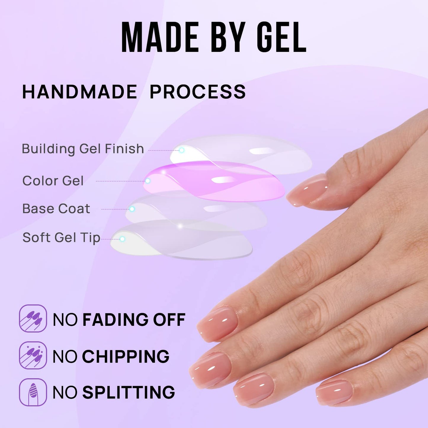BTArtbox Press On Nails Short - Nude Square Nail Tips Glue On Nails, Reusable Stick On Nails in 16 Sizes - 32 Soft Gel Fake Nails Kit, Cinnamon