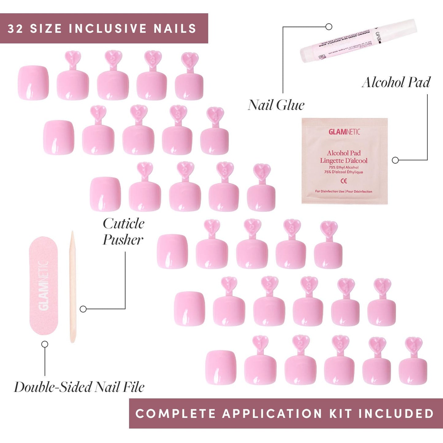 Glamnetic Press-On Nails Bundle - Azure Blue, Hailey & Fairy Dust | Bright Blue Round Fake Nails | Glazed Almond False Nails | Short Oval Beige-Pink Nails with a Metallic Finish