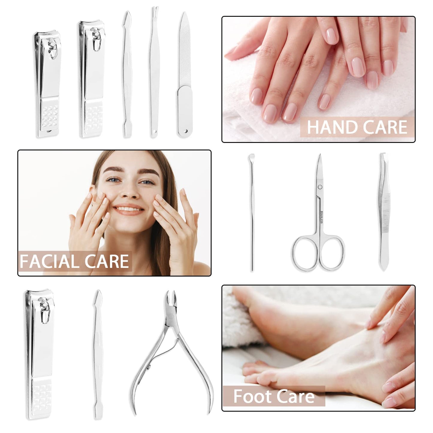 FAMILIFE 100% Stainless Steel Ingrown Toenail File and Lifter Double Sided with Storage Case (Ingrown Toenail File) and Manicure Set Manicure Kit Nail Kit Nail Clipper 9PCS Mens Grooming Kit Pedicure