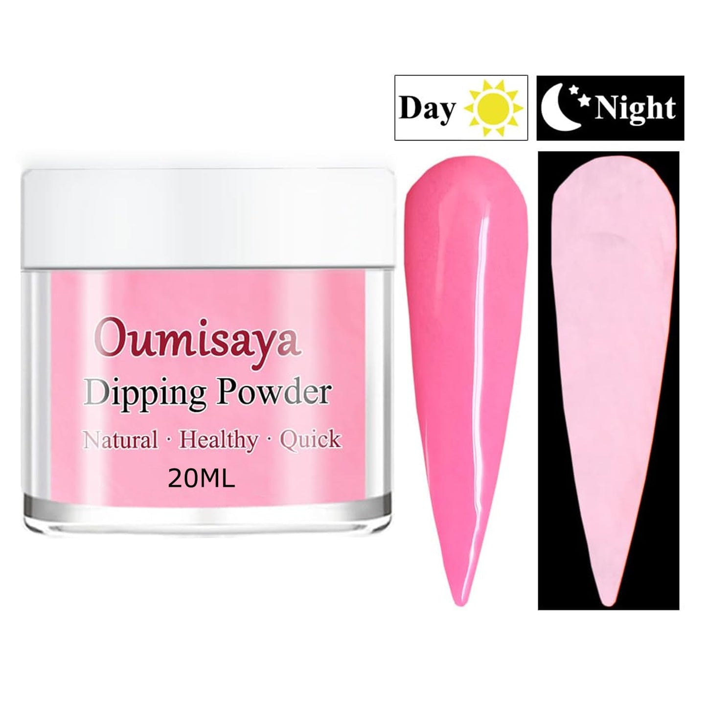 OUMISAYA Glow in the Dark Dip Powder Nail Kit 8 Colors Starter Set Clear Pink White French Nail Collection (Dip Liquid Set Not Included)